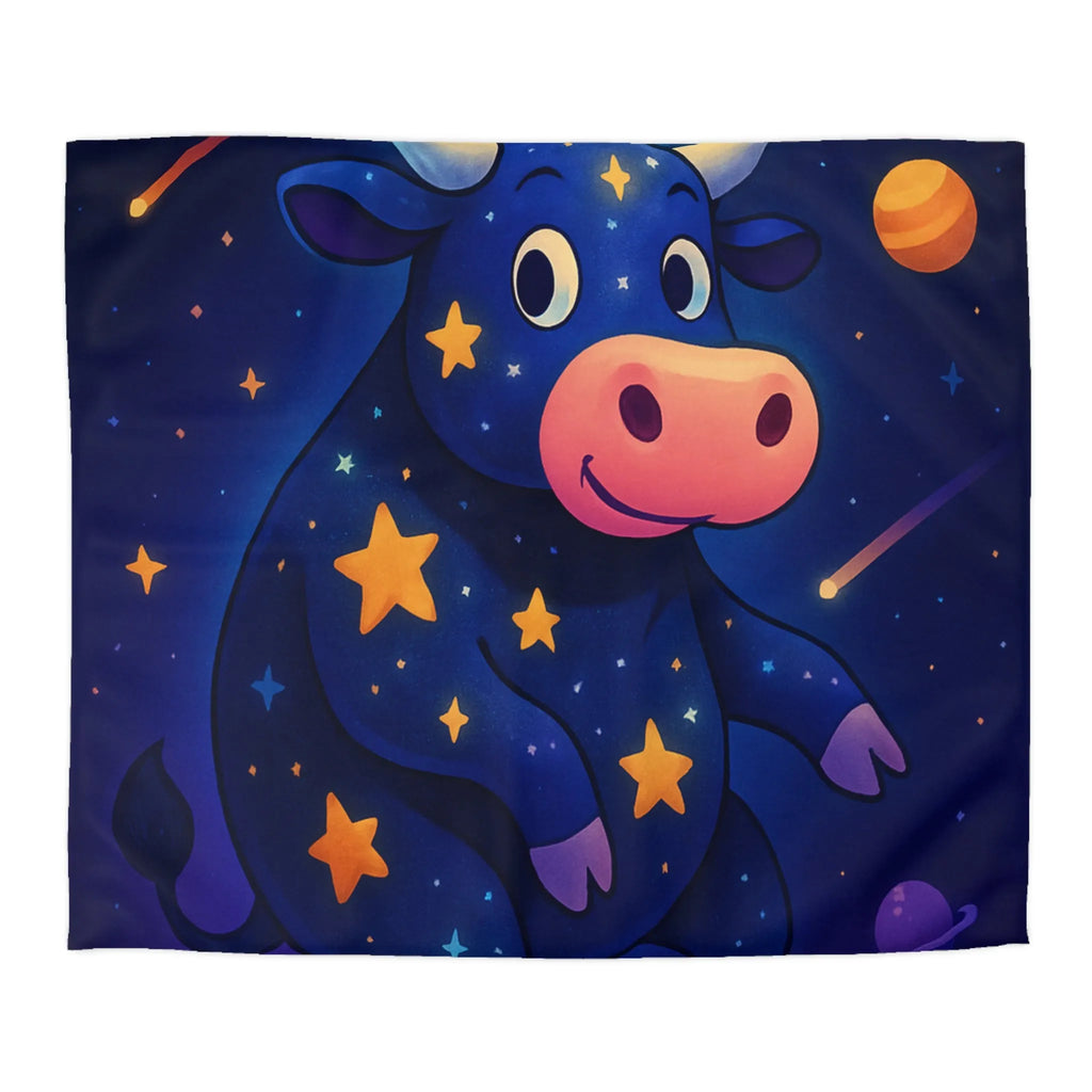 Housse de couette enfant avec taureau cosmique et étoiles au ciel enchanteur
