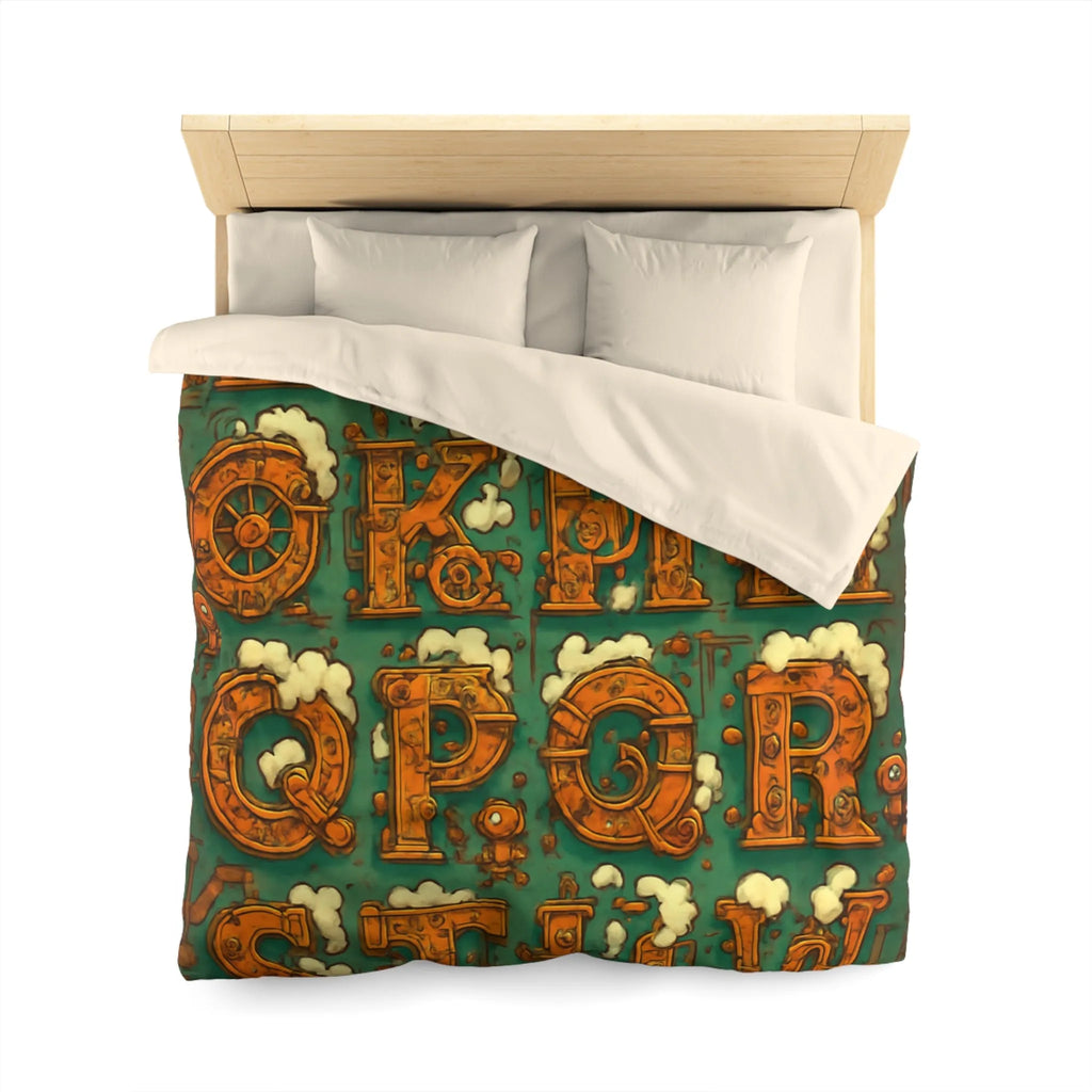 Alphabet Steampunk avec Nuages Évaporants - Design Créatif pour Housse de Couette Originale