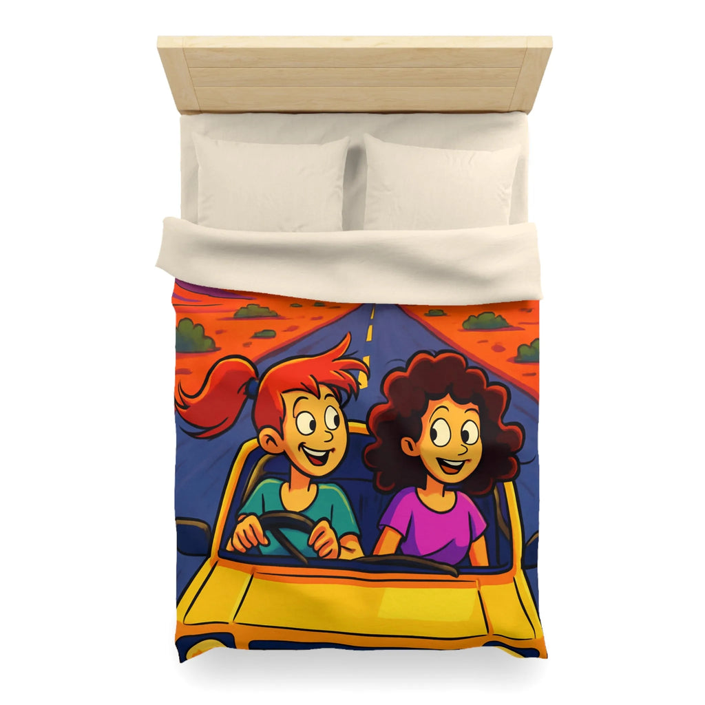 Housse de couette lumineuse pour enfants avec coucher de soleil animé en voiture joyeuse