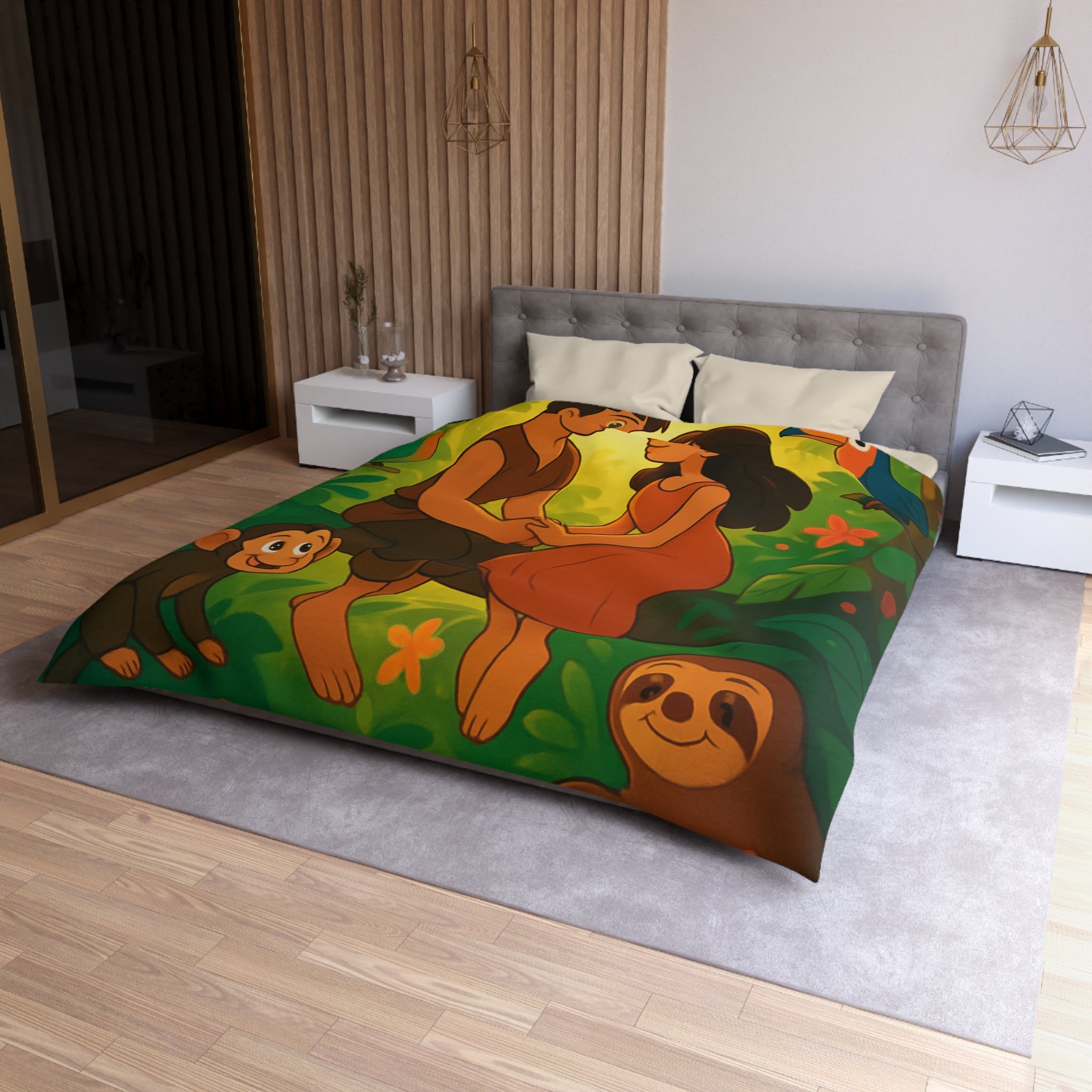 Housse de Couette Microfibre Art Graphique Contemporain Style Décoratif Chambre Tendance