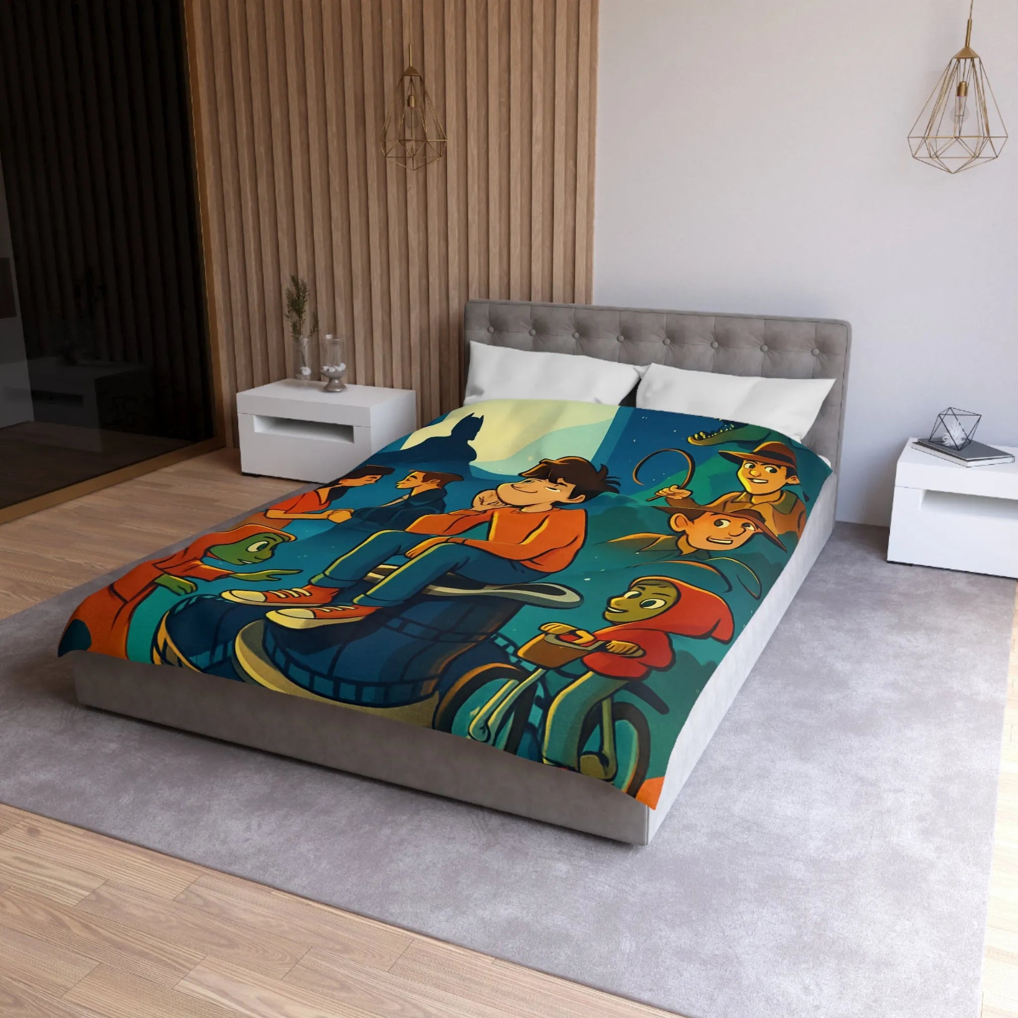 Housse de Couette Microfibre Art Graphique Contemporain Style Décoratif Chambre Tendance