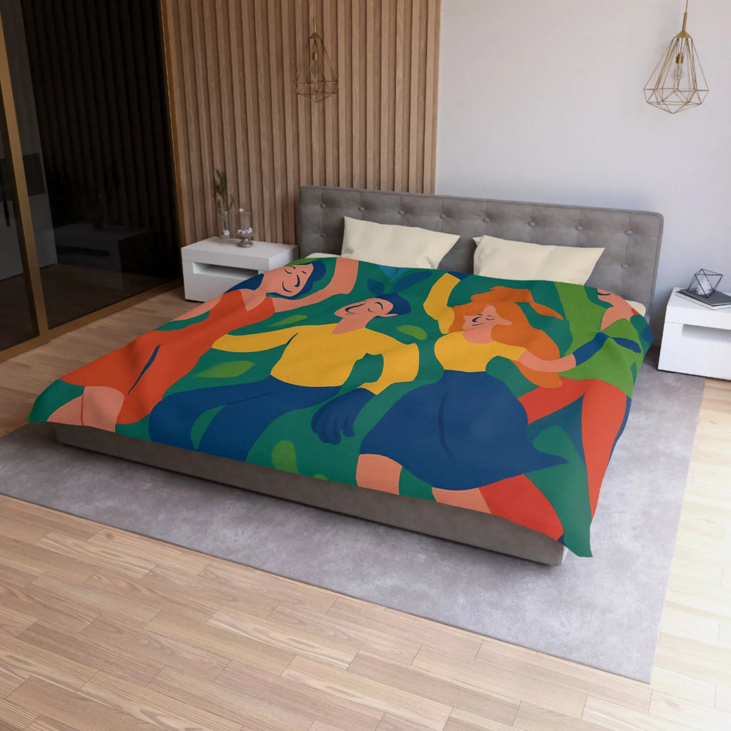 Housse de Couette Colorée Inspirée par la Danse et la Nature avec Fleurs Animées