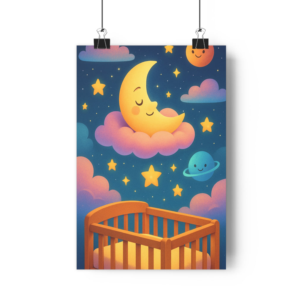 Poster décoratif pastel rêveur bébé chambre nuage étoile lune apaisant mignon 30x46 cm qualité