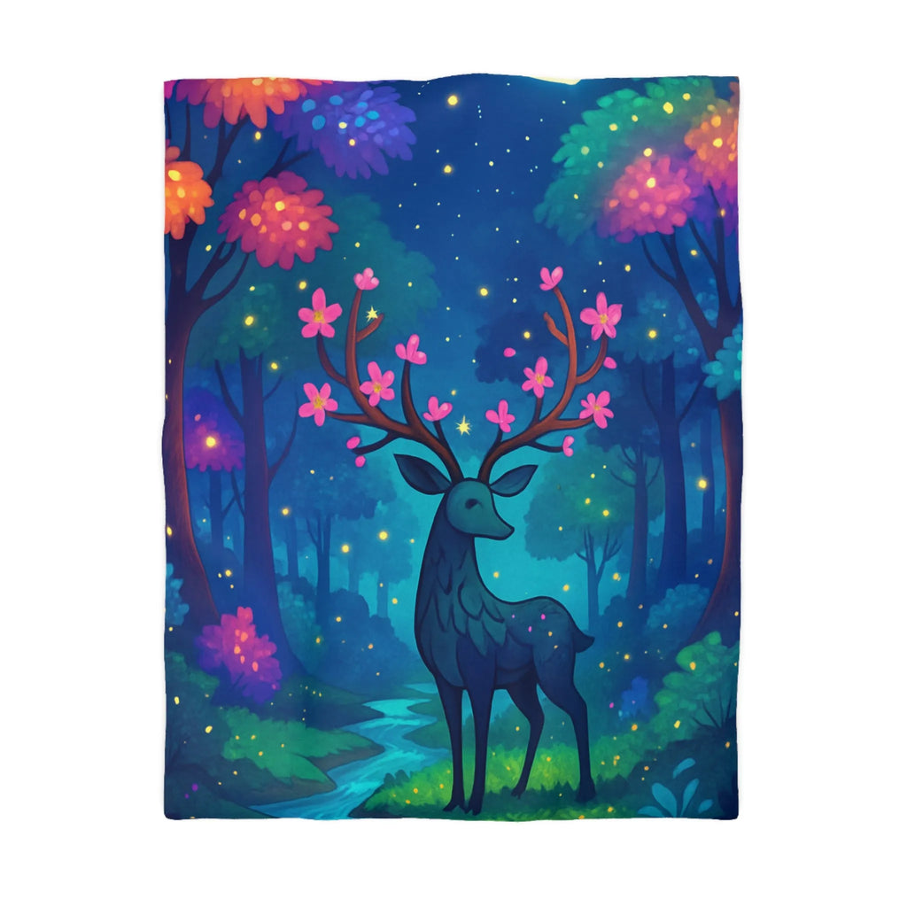 Enchantez votre chambre avec une housse de couette forêt féerique et cerf mystique