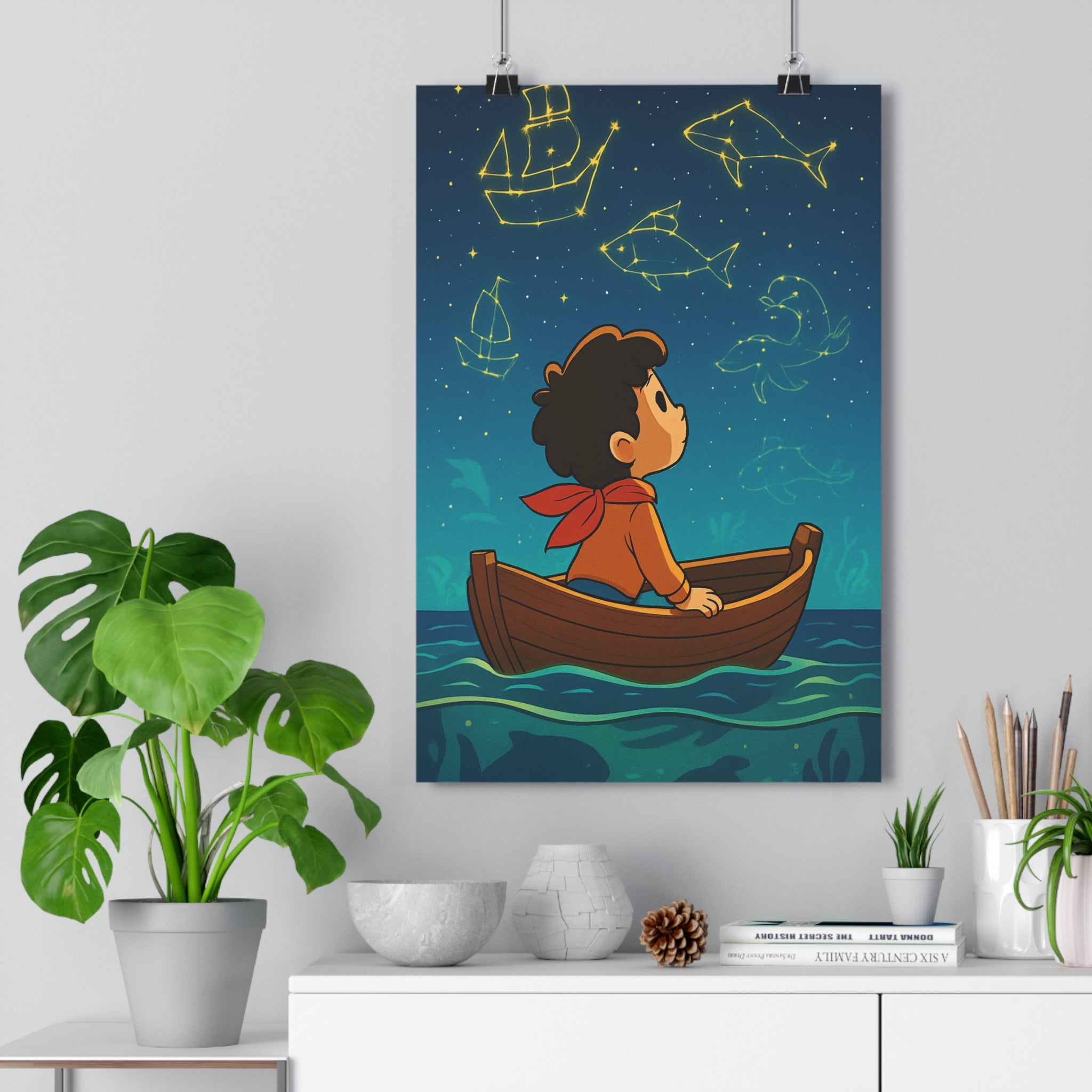 Poster décoratif aventure océan bleu étoilé moderne chambre salon créatif captivant art mural qualité