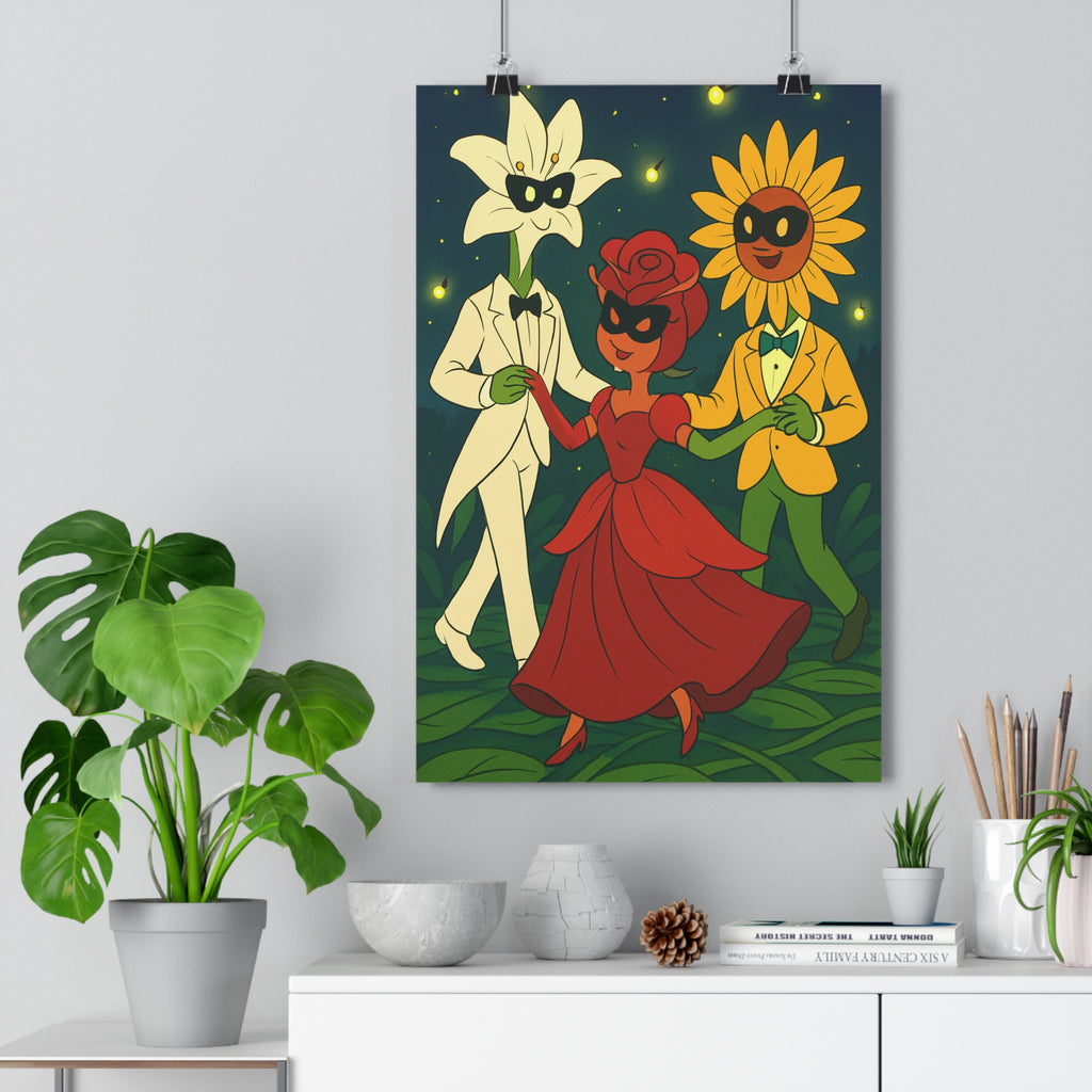 Poster décoratif cartoon rouge blanc jaune joyeux fantaisie intérieur chambre salon 3 qualité premium