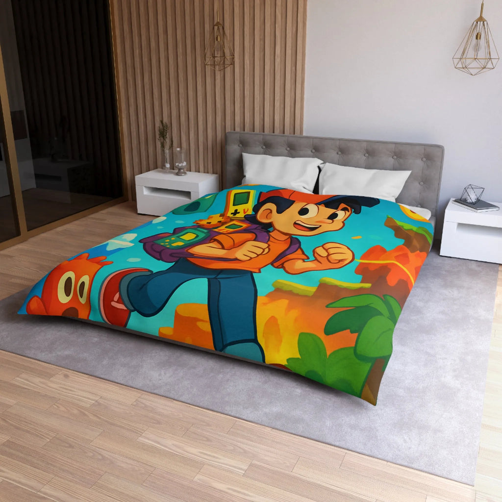 Housse de couette enfant joyeuse au design rétro jeu vidéo couleurs vives