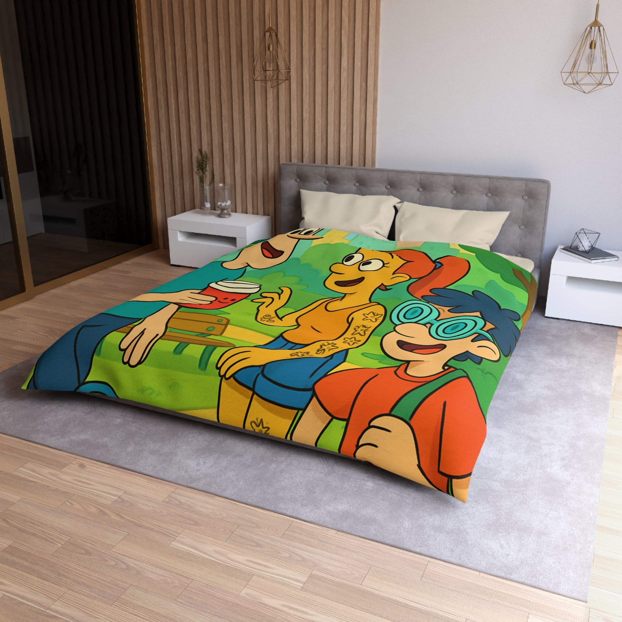 Housse de Couette Microfibre Illustration Unique Design Moderne Décoration Intérieure Raffinée