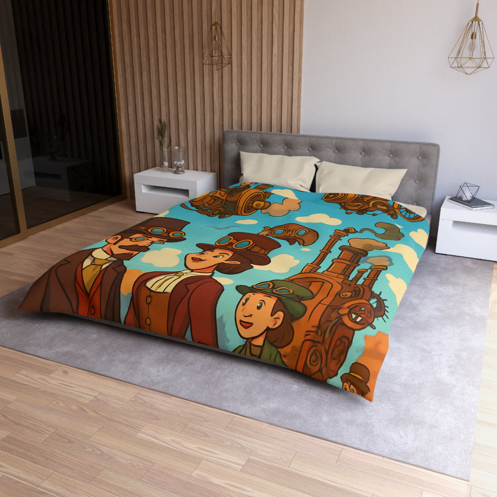 Housse de couette style rétro avec motifs steampunk et engins volants artistiques