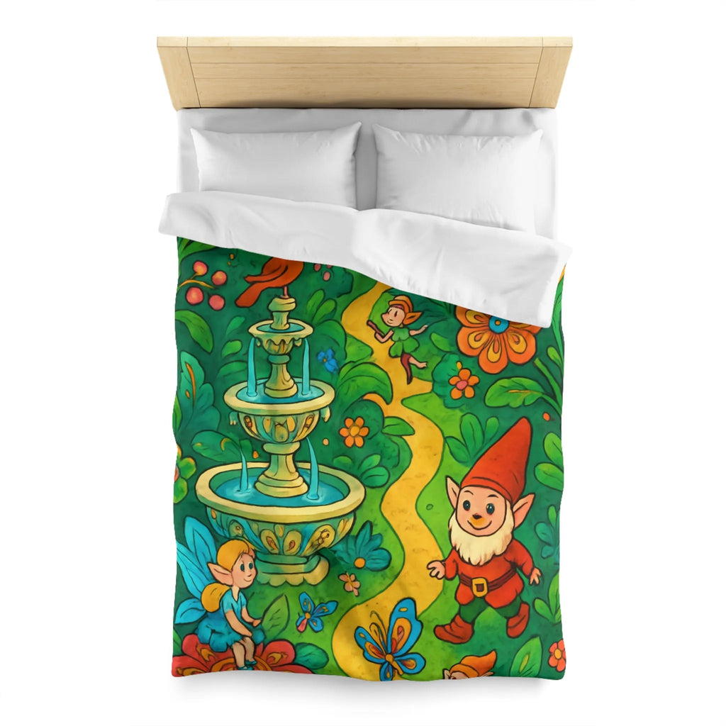 Housse de couette enfant avec lutins, fées, et papillons dans une forêt enchantée