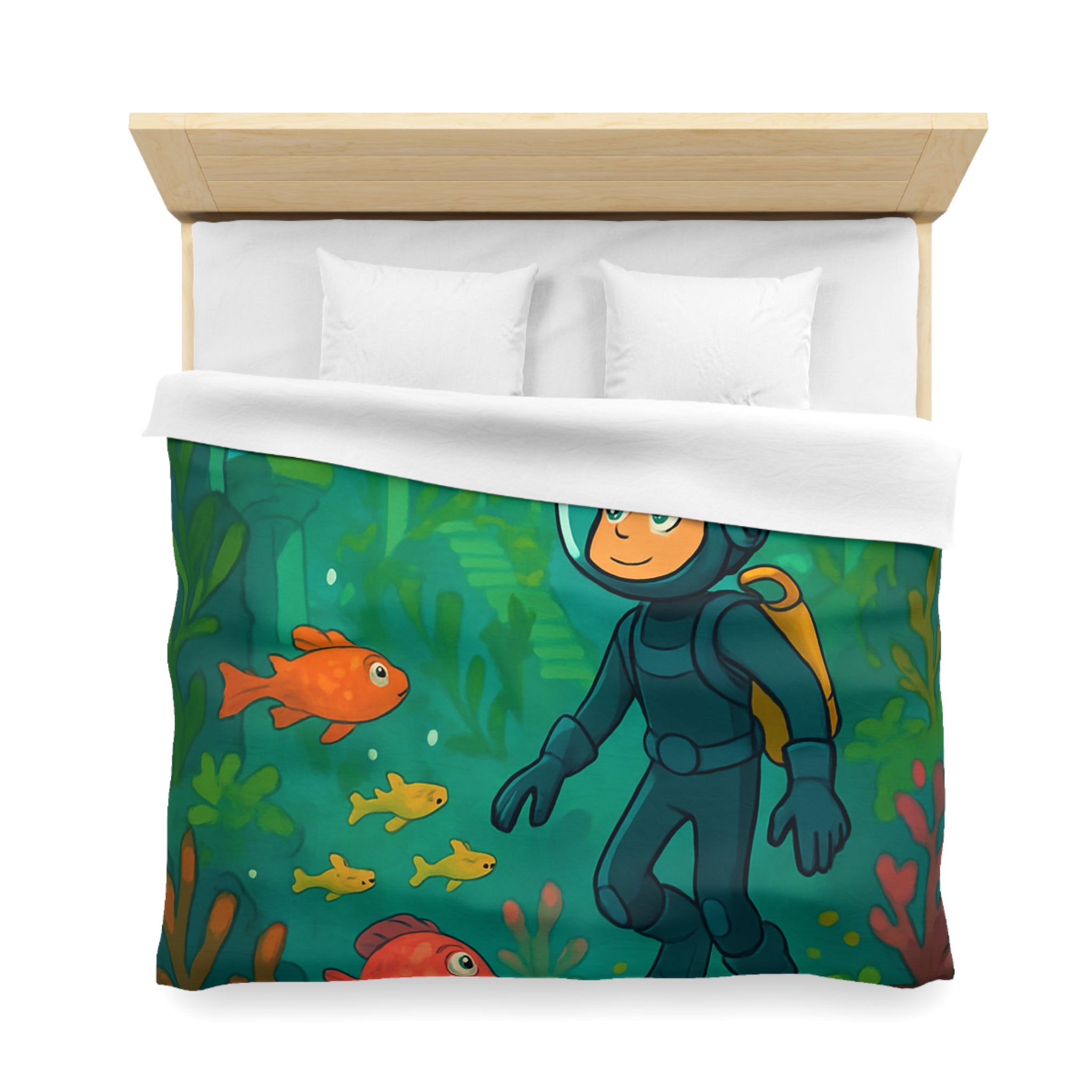 Plongée sous-marine enfantine avec poissons colorés et ruines anciennes, aventure océanique artistique