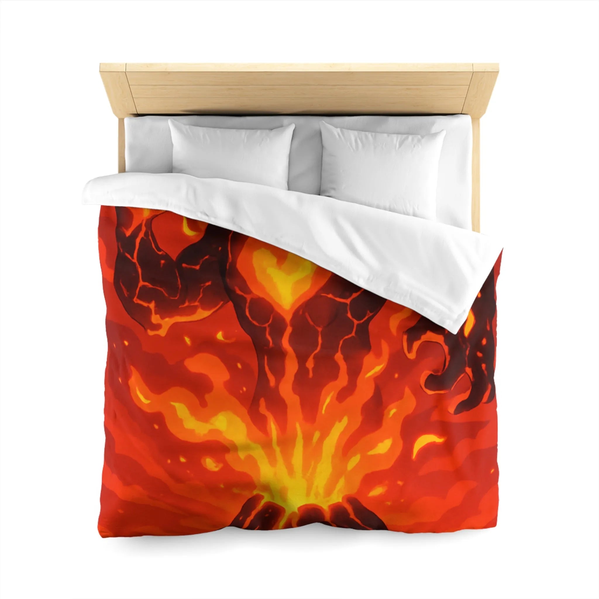 Éruption Volcanique Époustouflante: Figure Enflammée Surgissant De Coulées de Lave Rougeoyantes