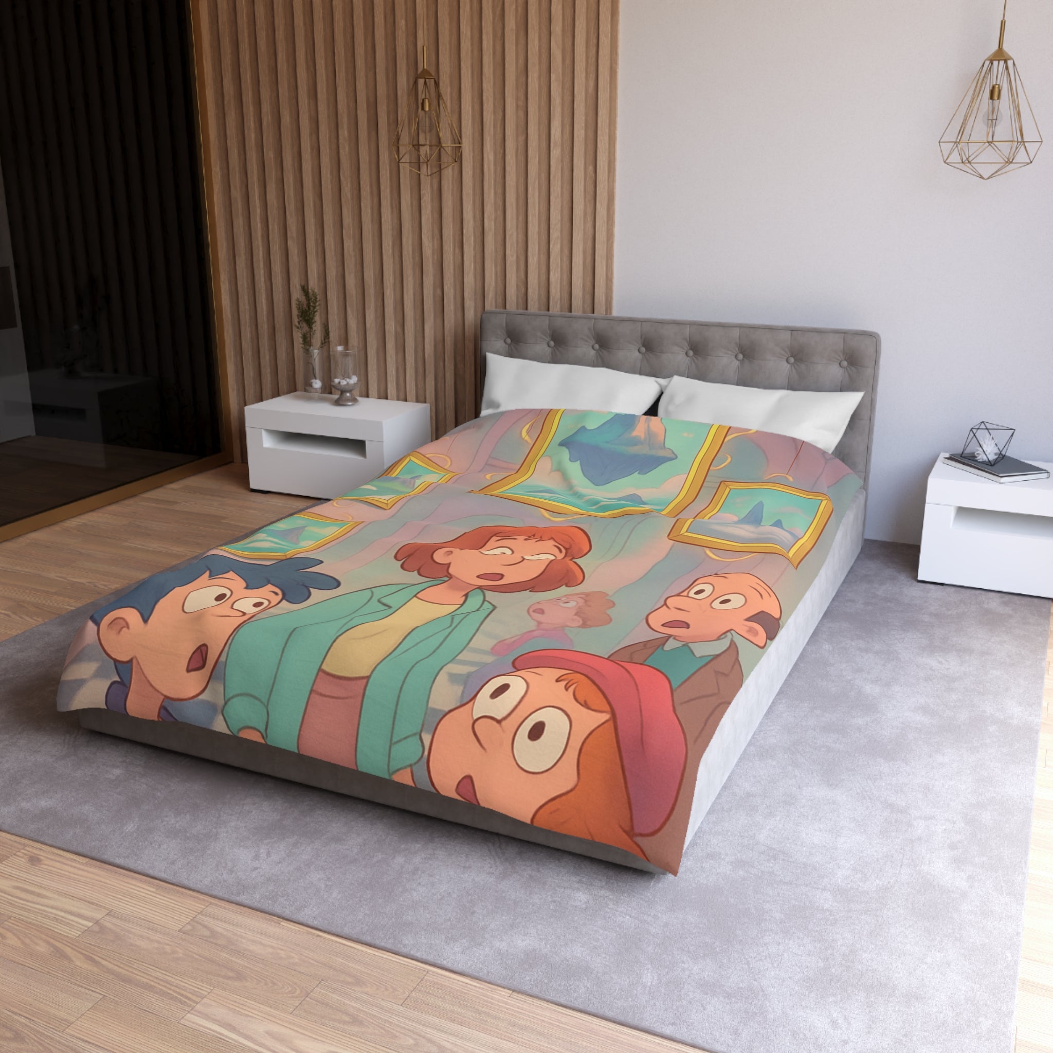 Housse de Couette Microfibre Design Artistique Moderne Décoration Chambre Confort Premium