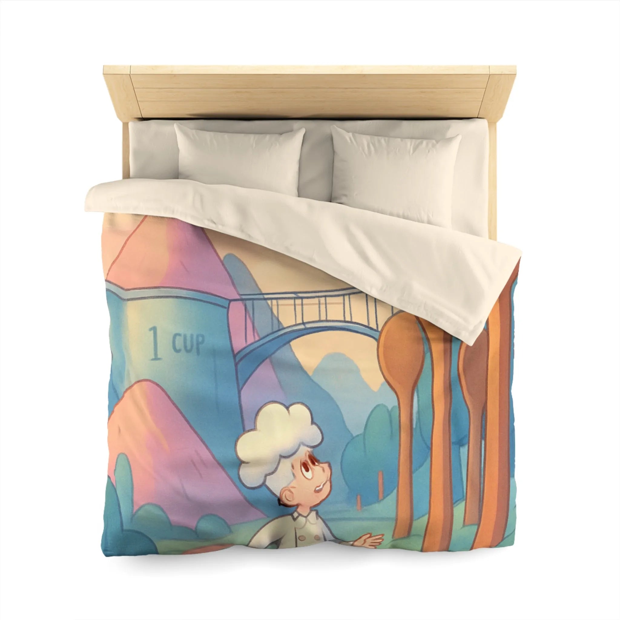 Housse de couette fantaisie chefs rêveurs et paysages de cuisine magiques pour enfants