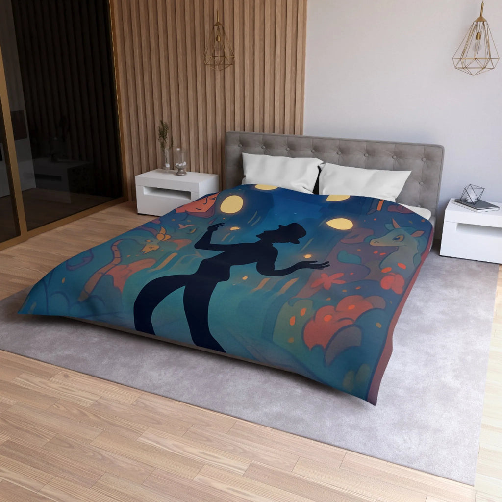 Housse de Couette Féérique avec Jongleur et Motifs de Nuit Enchantée Colorée