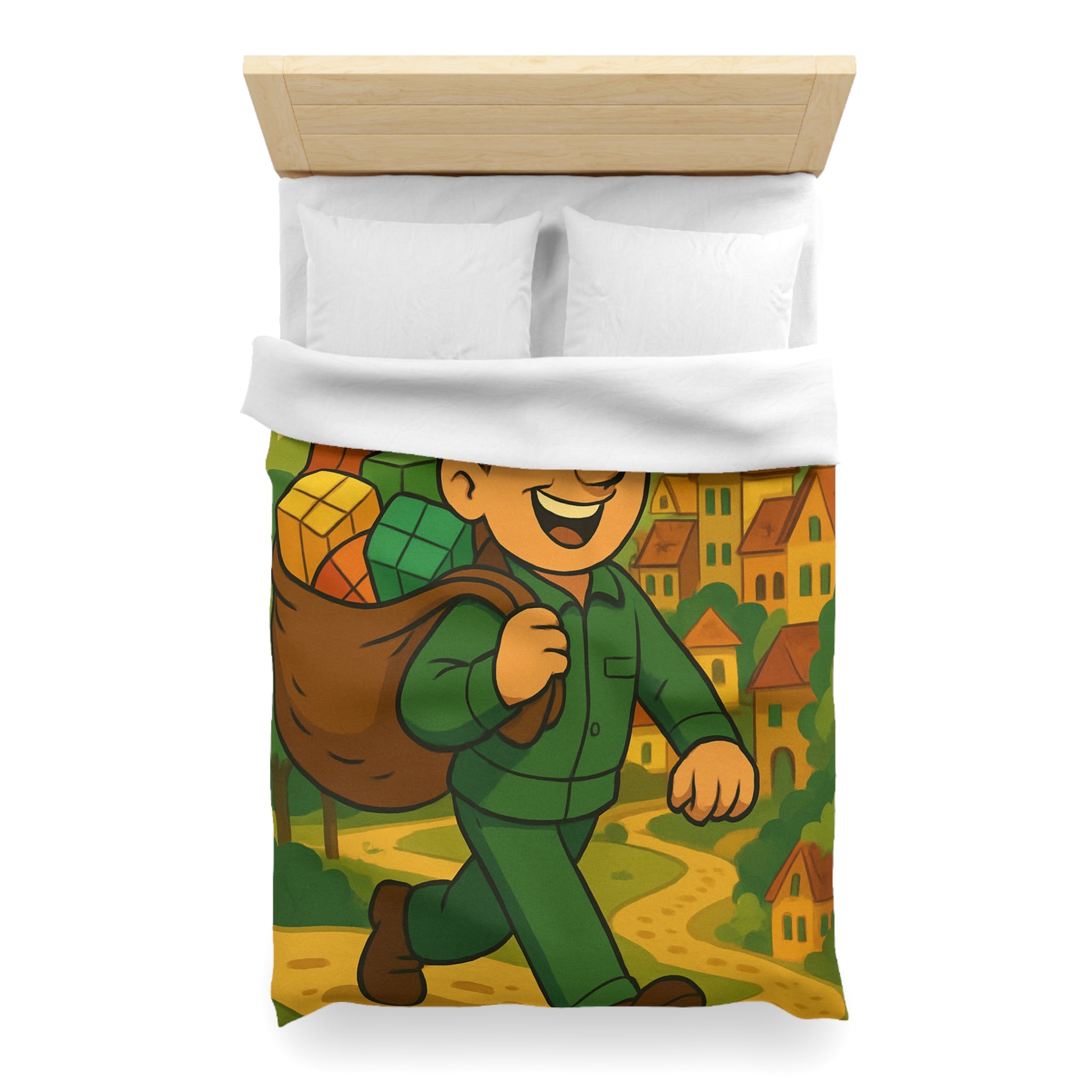 Housse de Couette Microfibre Motif Créatif Original Style Contemporain Chambre Élégante