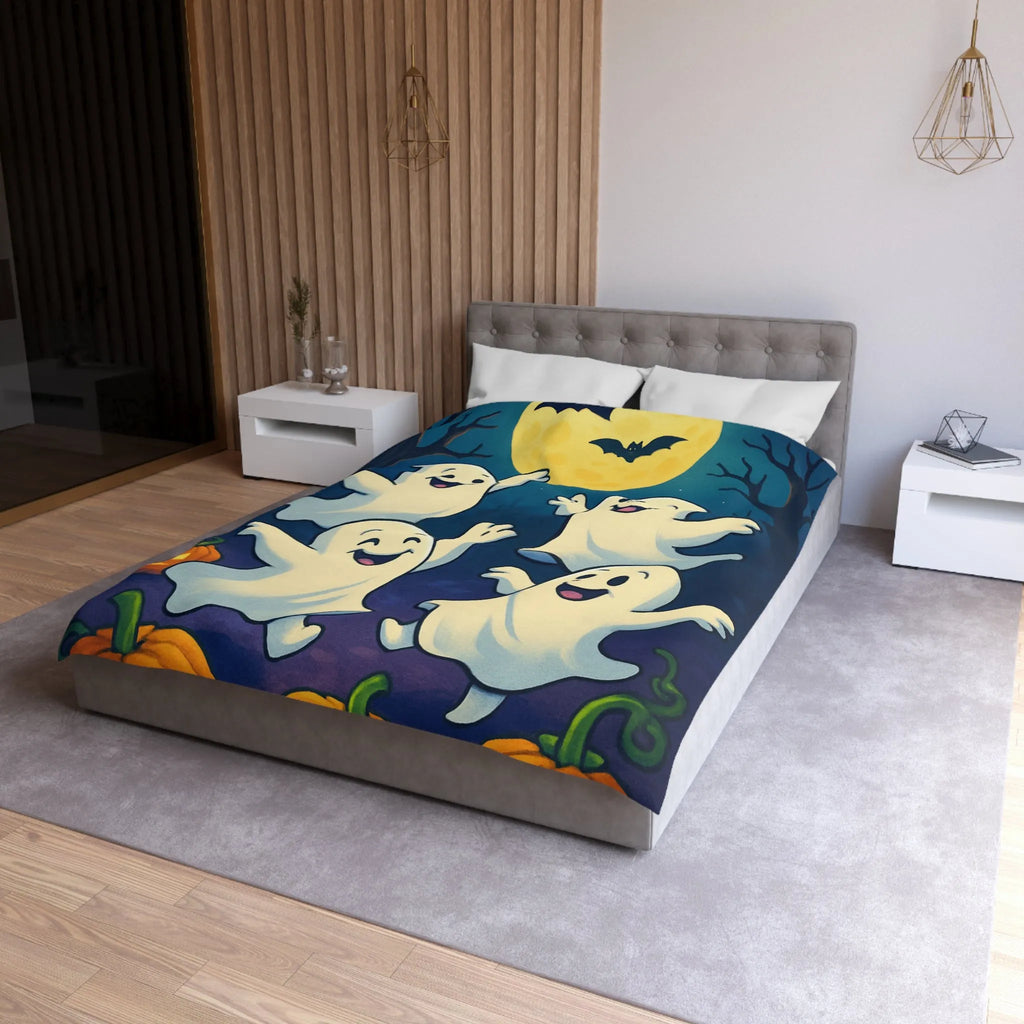 Housse de couette fantaisie avec esprits dansants sous lune et chauves-souris effrayantes
