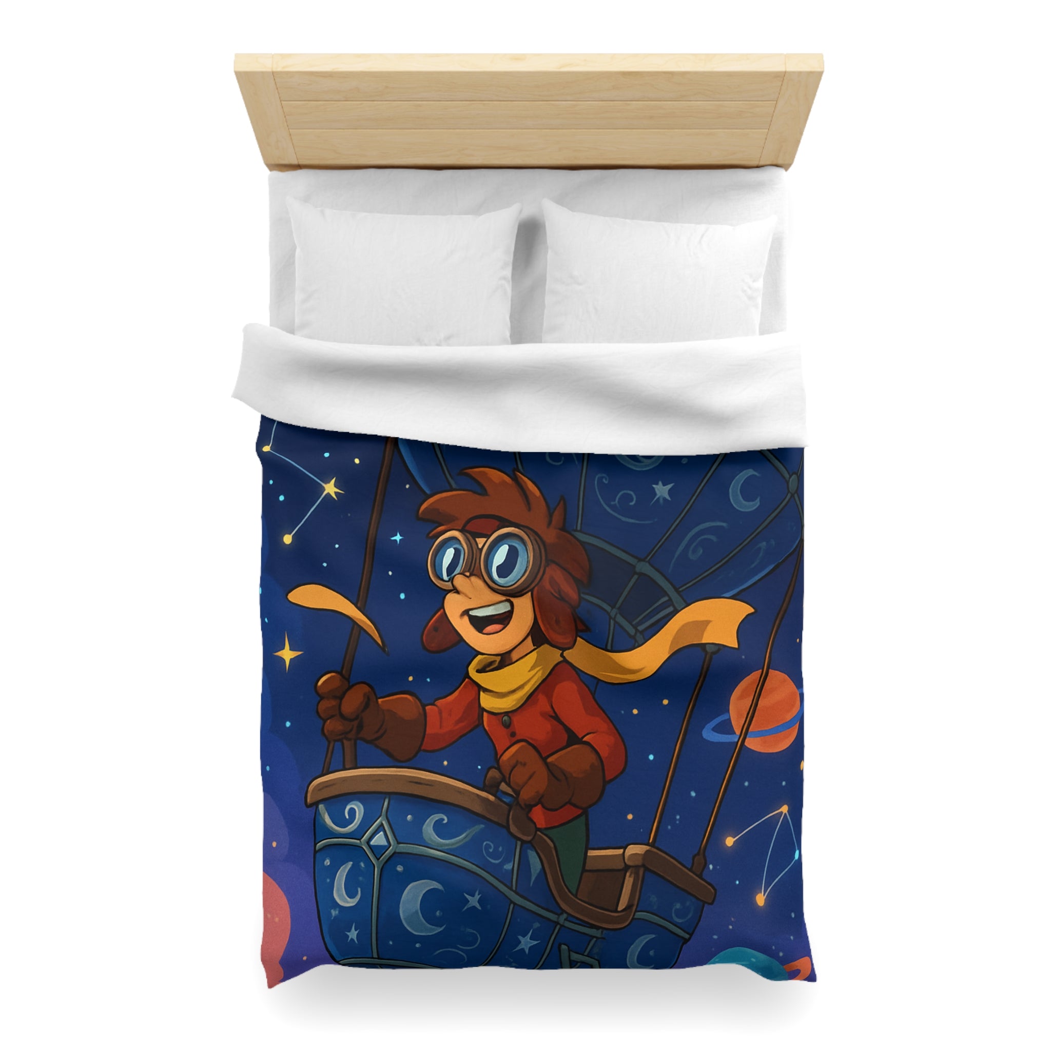 Housse de couette rêve étoilé avec montgolfière magique pour chambre d'enfant