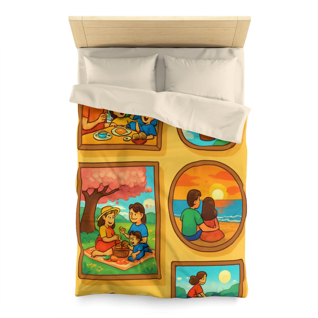 Housse de couette imprimée scènes chaleureuses de famille pour chambre à coucher confortable