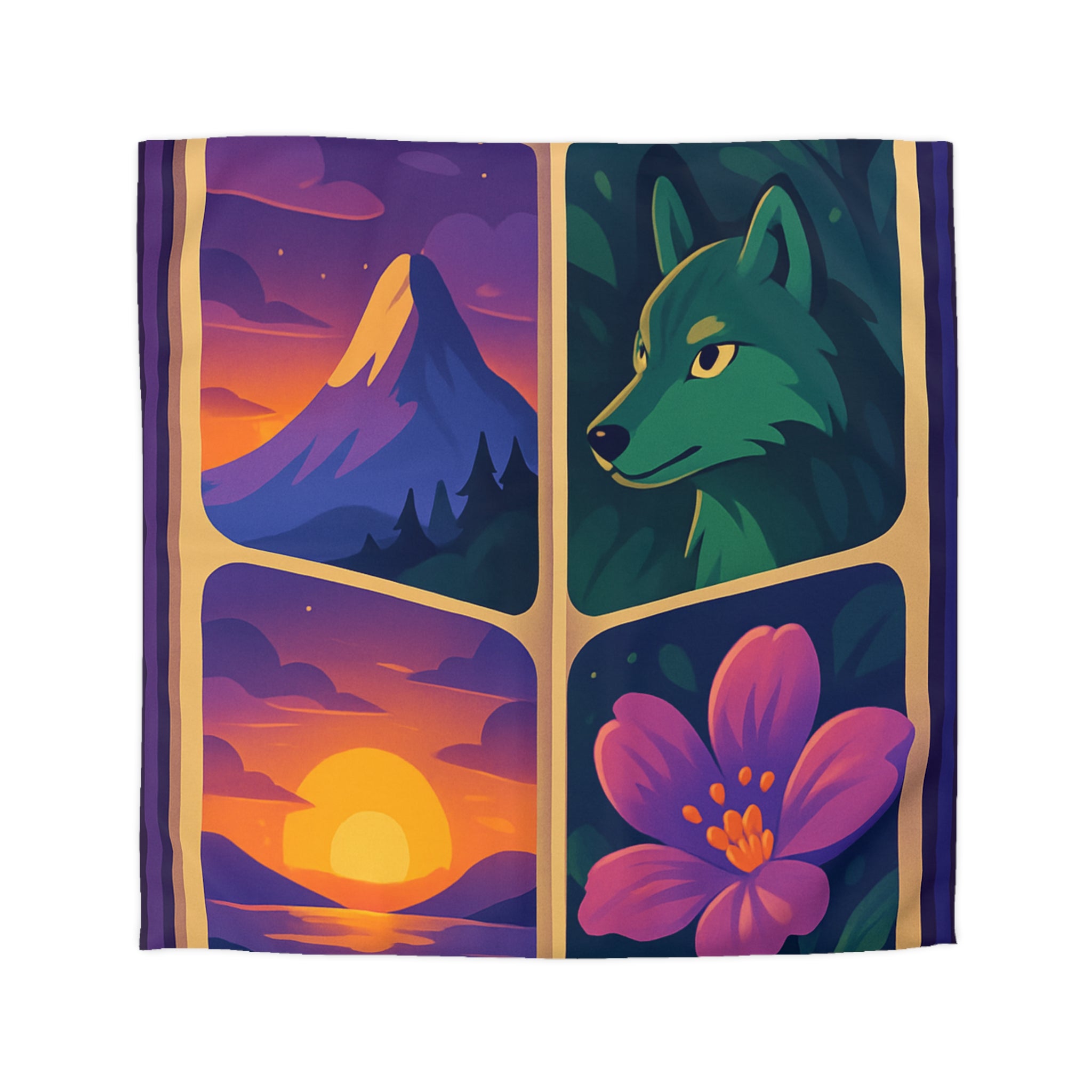 Housse de Couette Paysage Montagne Forêt Animale Florale Vibrante pour Chambre Moderne