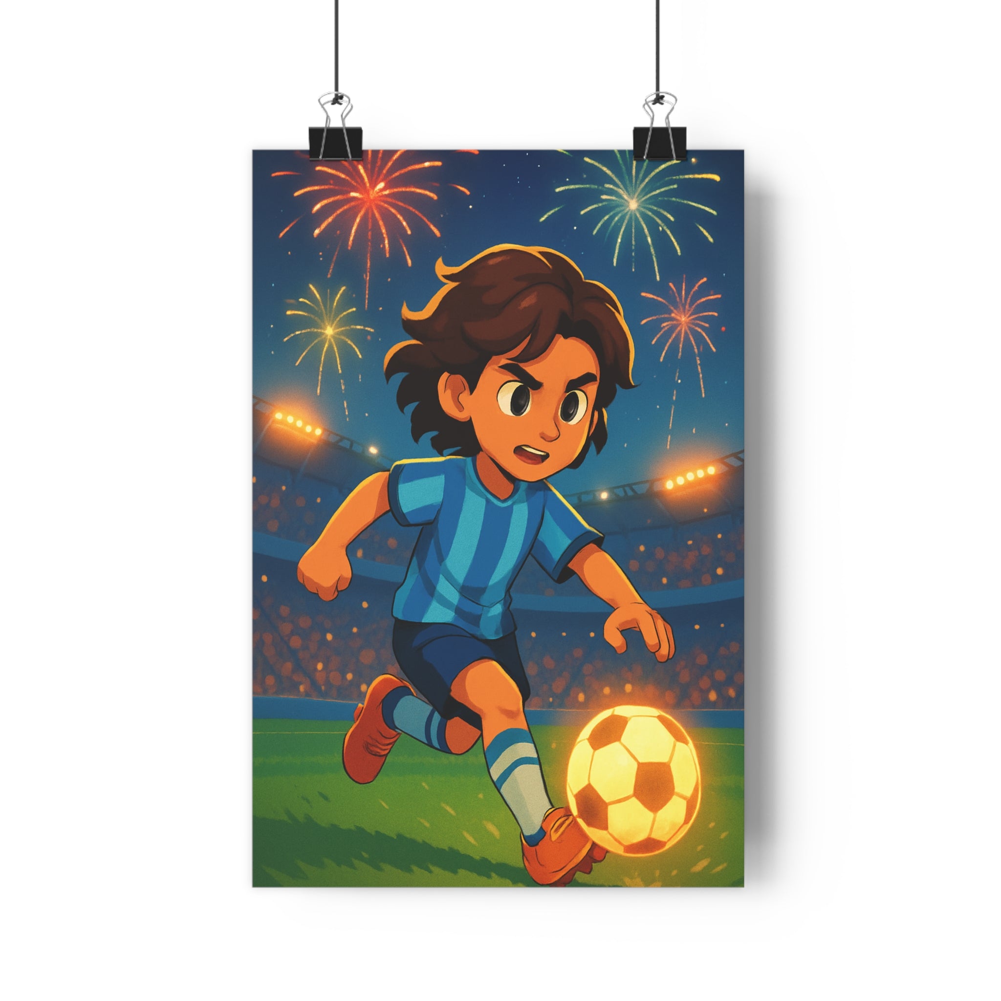 Poster décoratif cartoon football vibrant joueur dynamique couleurs éclatantes salon chambre enfant festif sportif