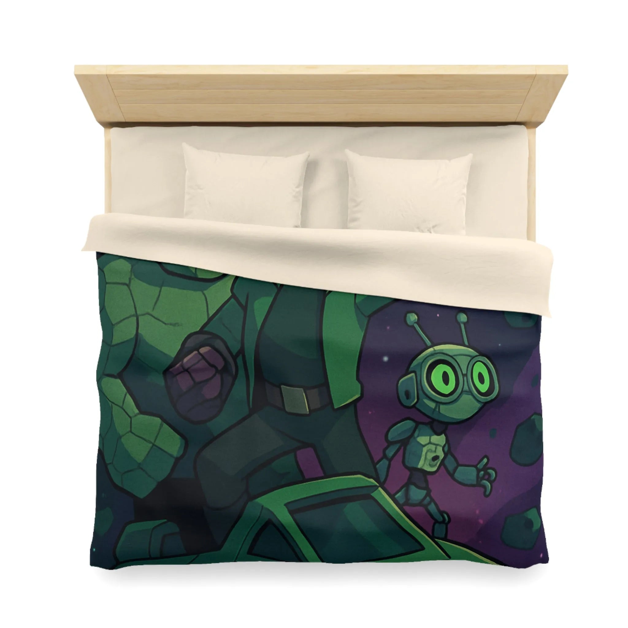 Housse de Couette Espace Aventure avec Robot et Héros sur Fond Galactique