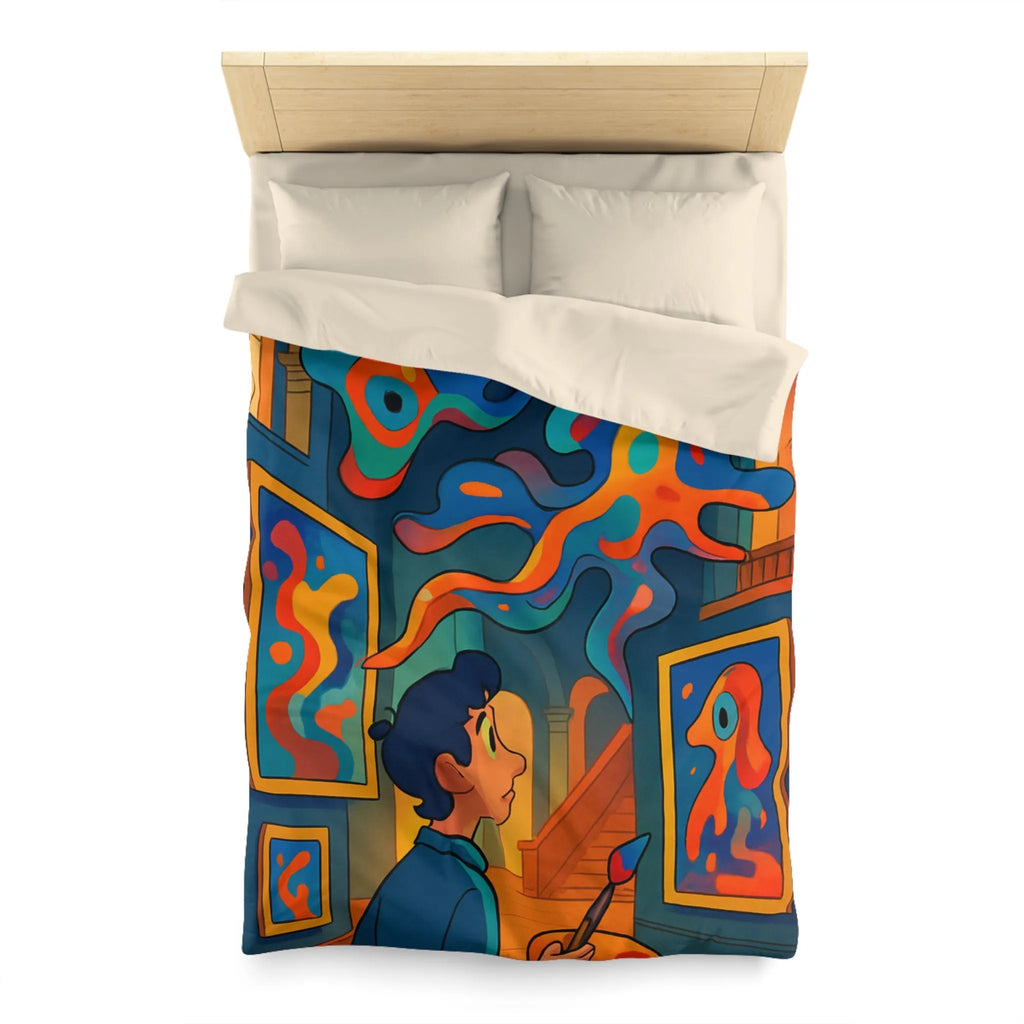 Housse de Couette Microfibre Art Graphique Contemporain Style Décoratif Chambre Tendance