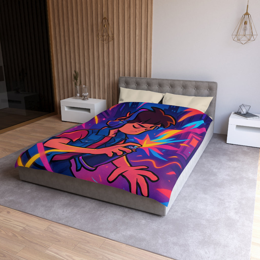 Housse de Couette Microfibre Design Artistique Moderne Décoration Chambre Confort Premium