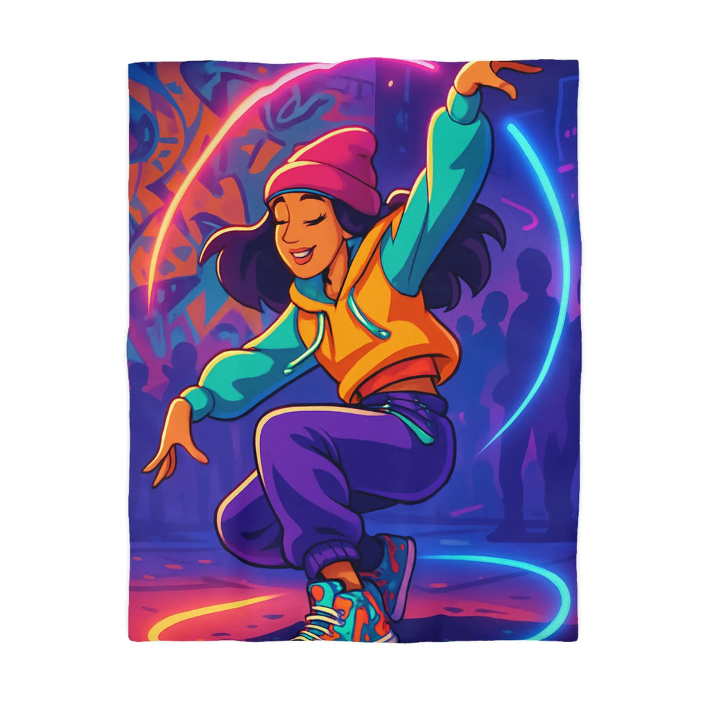 Housse de couette colorée avec danseuse urbaine et néons pour chambre moderne