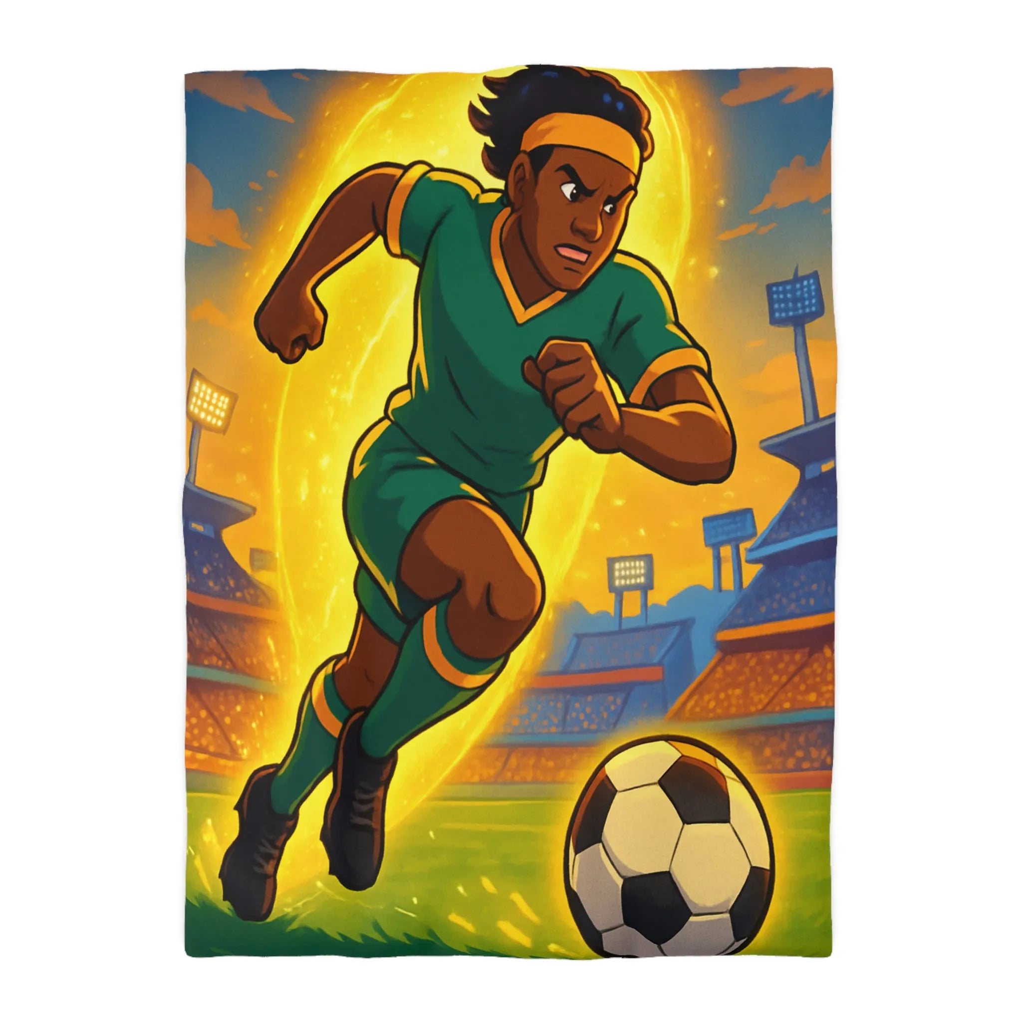 Housse de Couette Inspirée Footballeur Dessin Animé Dynamique pour Chambre de Supporter Passionné