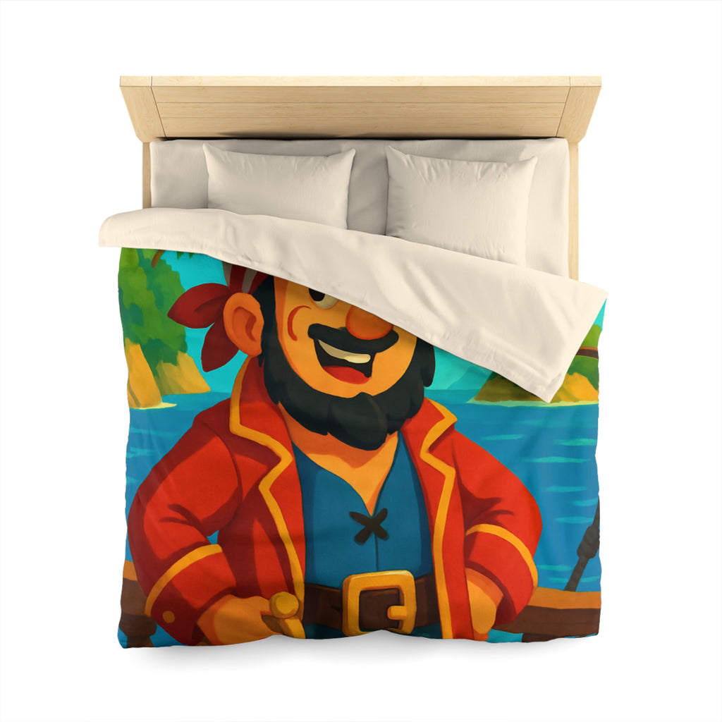 Housse de couette pirate joyeux avec carte au trésor et îles paradisiaques