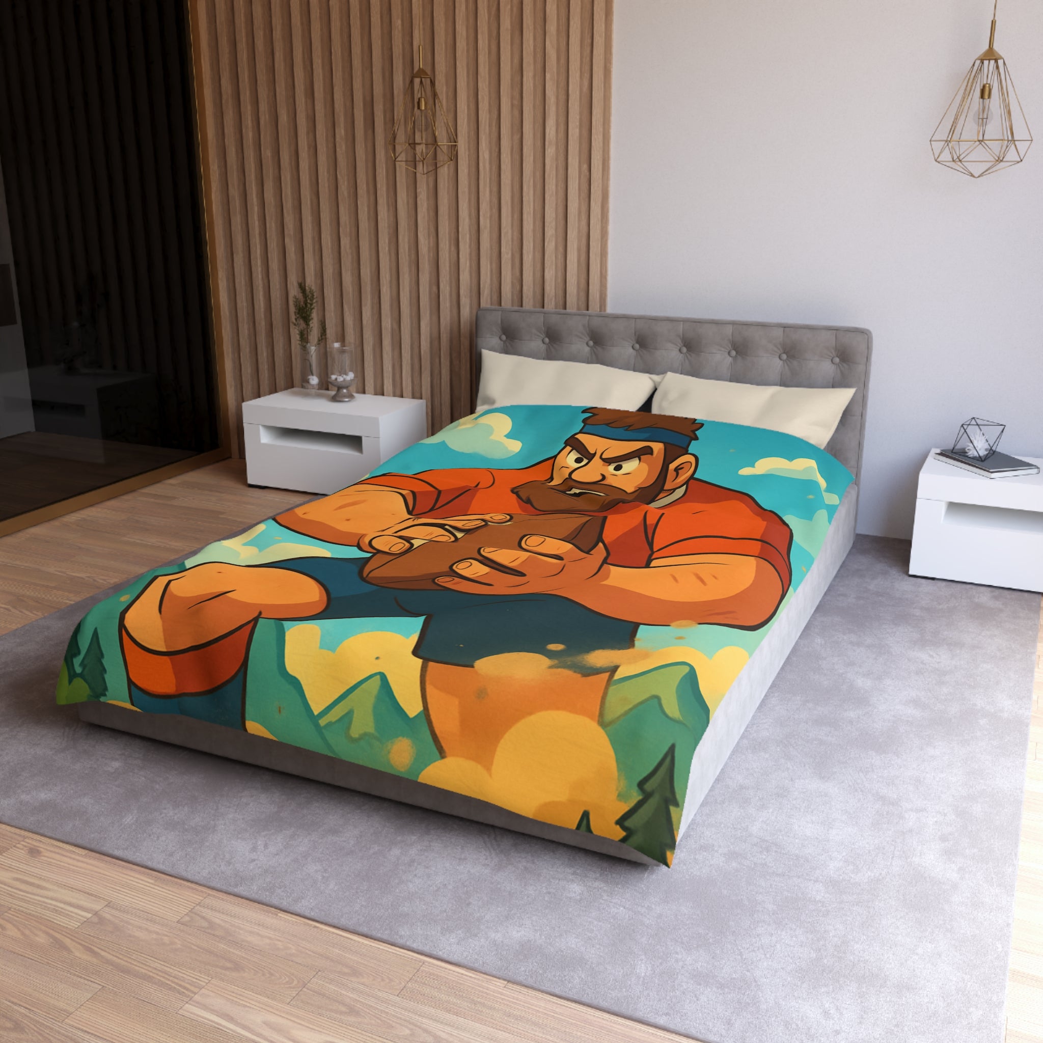 Housse de Couette Microfibre Motif Créatif Original Style Contemporain Chambre Élégante