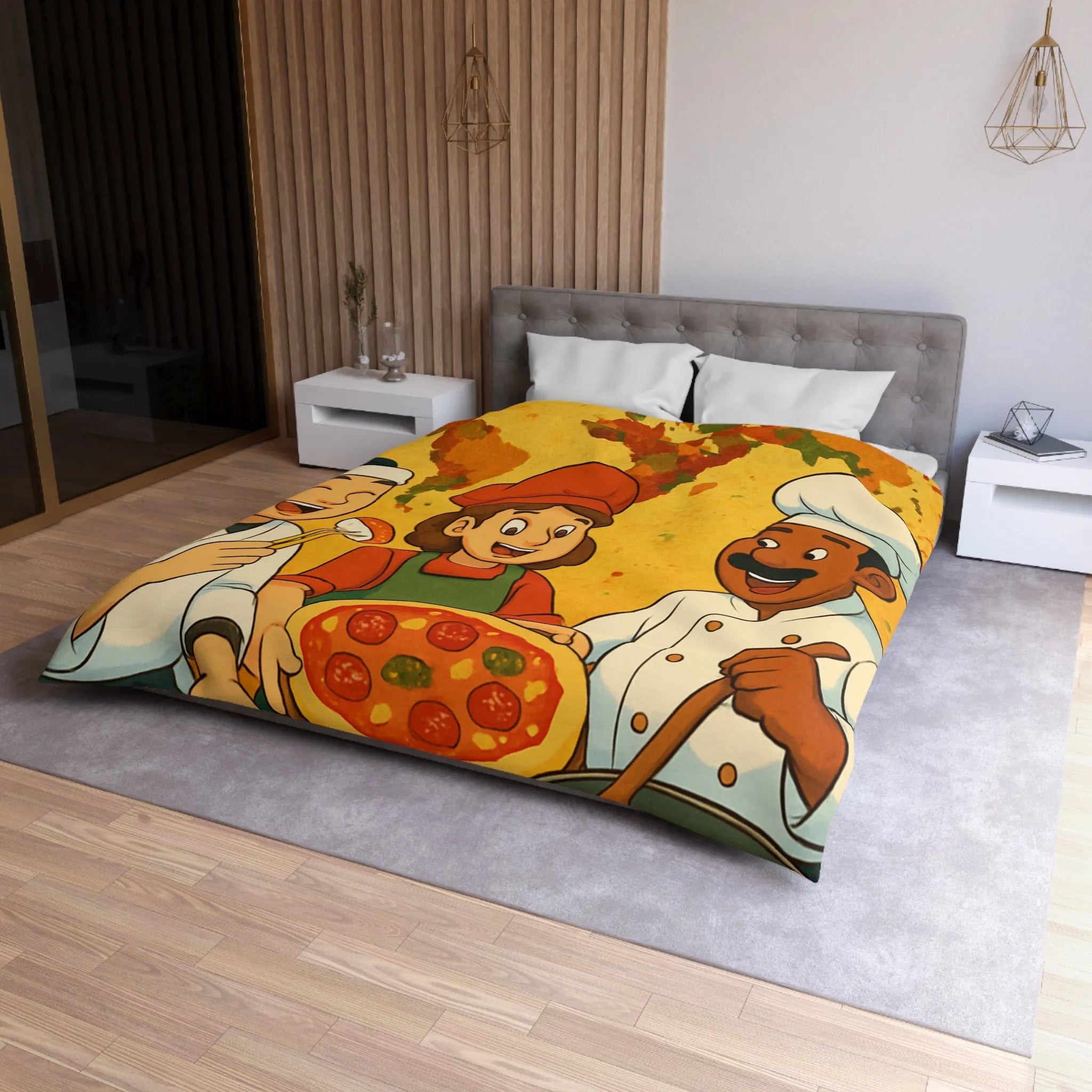 Housse de Couette Cuisine Culturelle : Carte du Monde et Chefs Gourmands