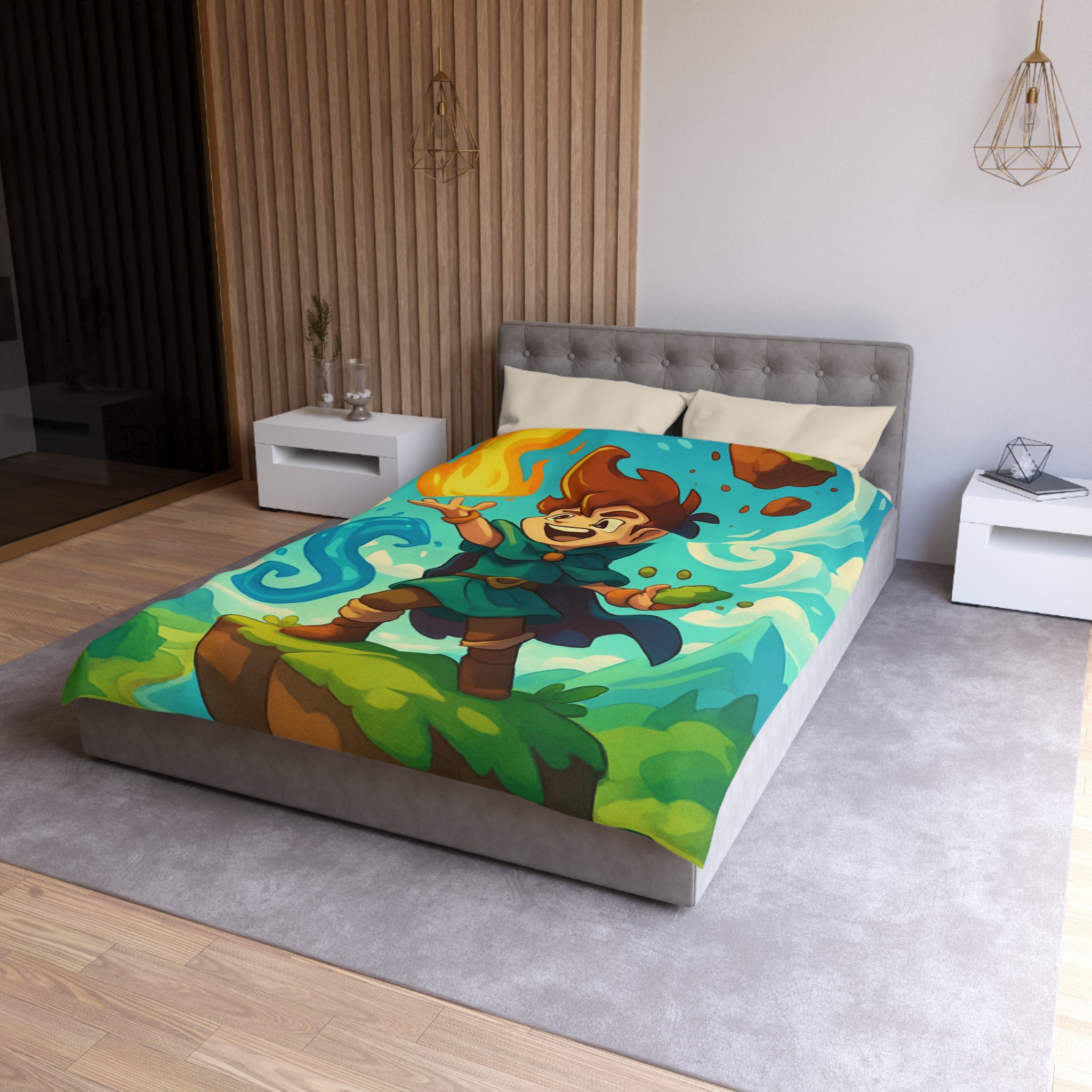 Housse de Couette Microfibre Motif Créatif Original Style Contemporain Chambre Élégante