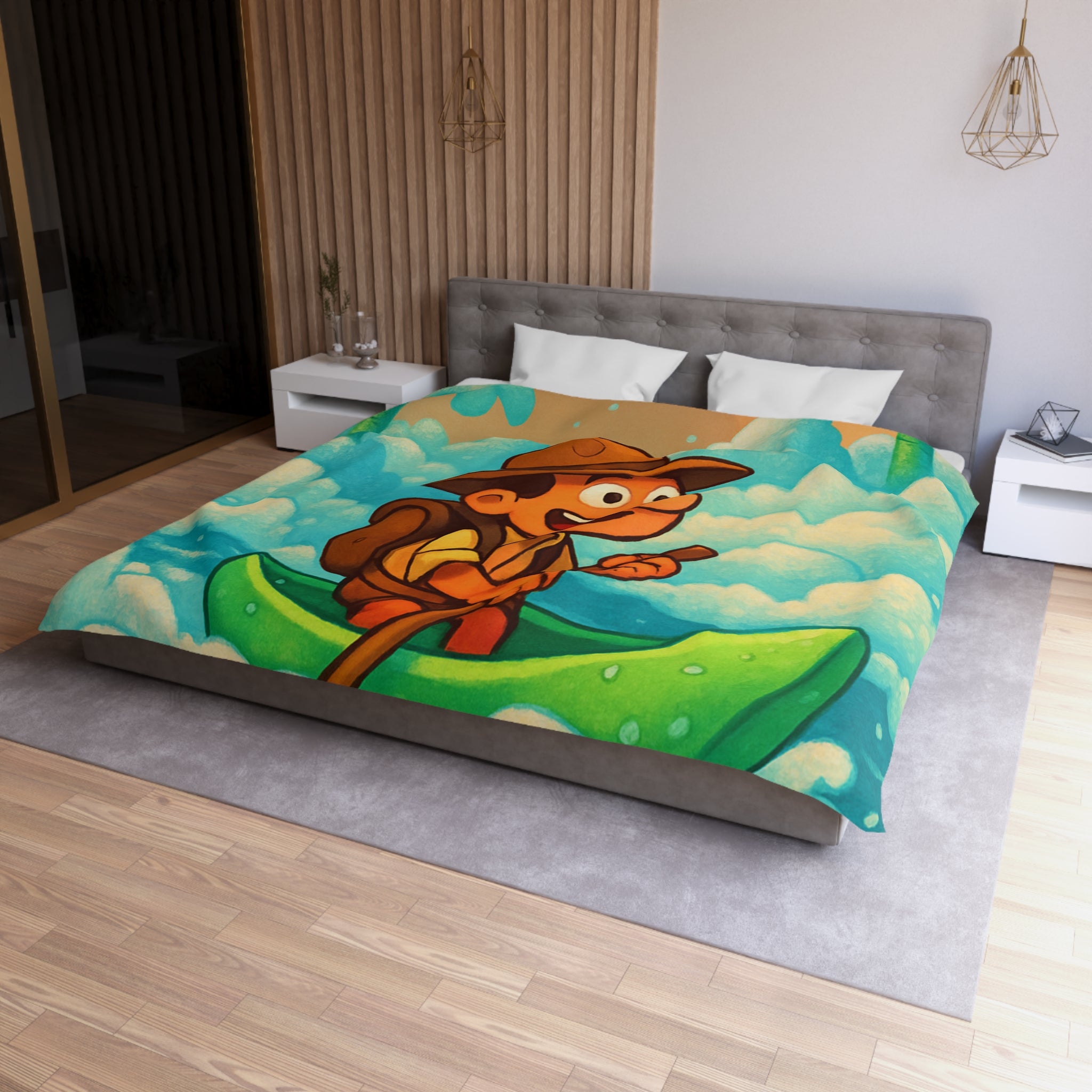 Housse de Couette Microfibre Motif Créatif Original Style Contemporain Chambre Élégante