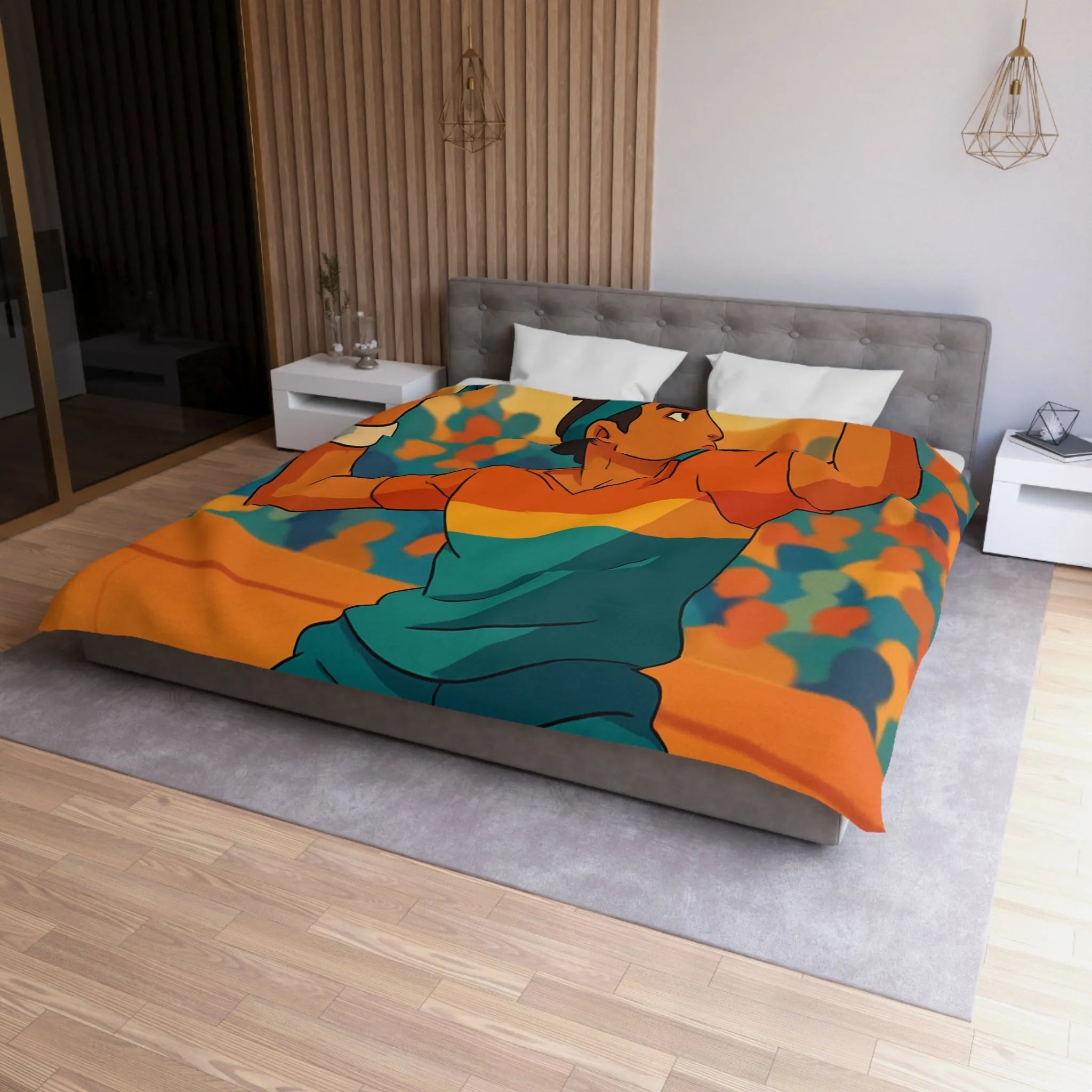 Housse de couette inspiration tennis avec élégance nocturne et couleurs vibrantes pour chambre moderne