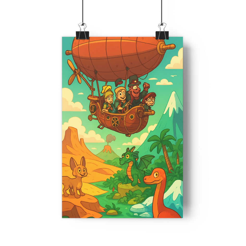 Poster décoratif aventure steampunk joyeux salon chambre enfant créatif nature magique couleurs vives fantastique