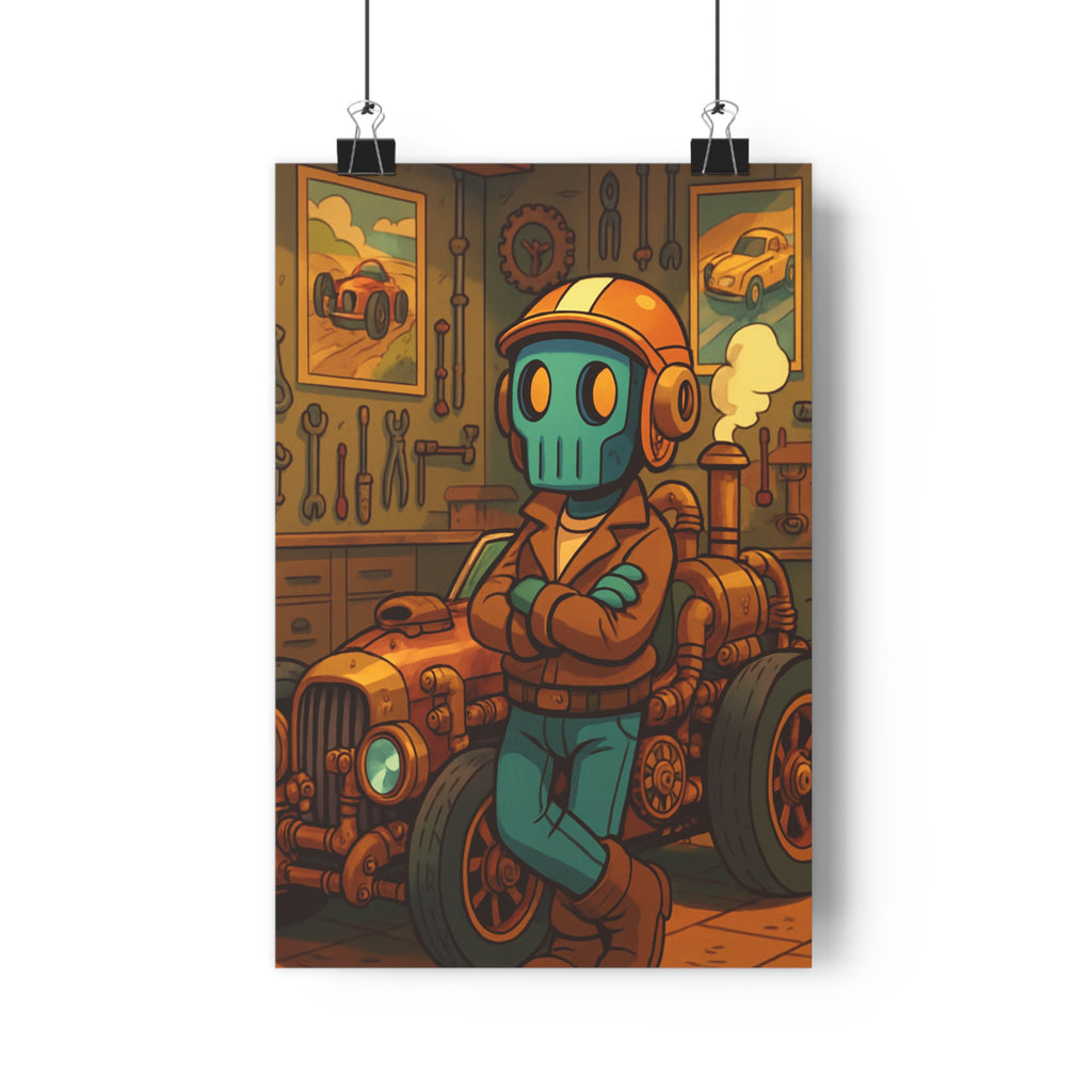 Poster décoratif cartoon rétrofuturiste cuivre bronze steampunk nostalgique chambre salon bureau personnage pilote qualité