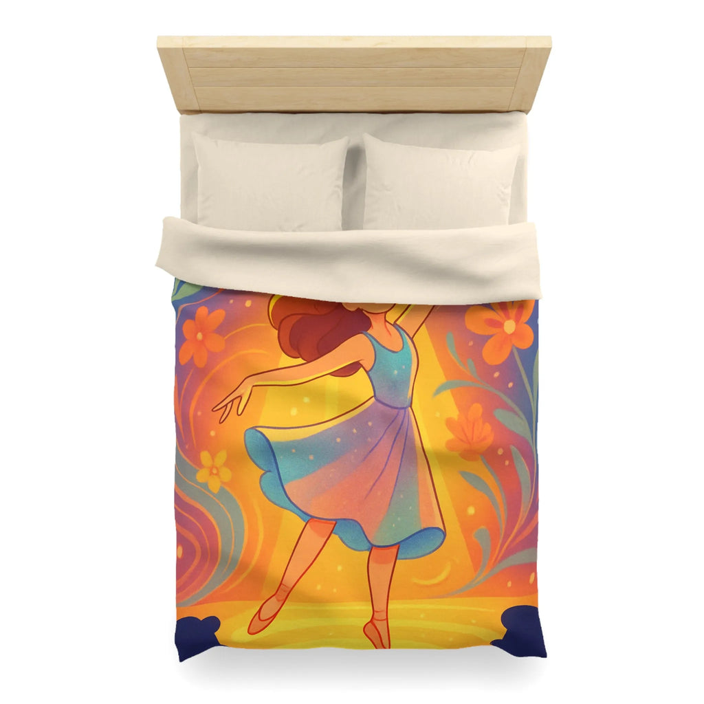 Housse de couette danseuse élégante aux couleurs vives et fleurs lumineuses captivantes