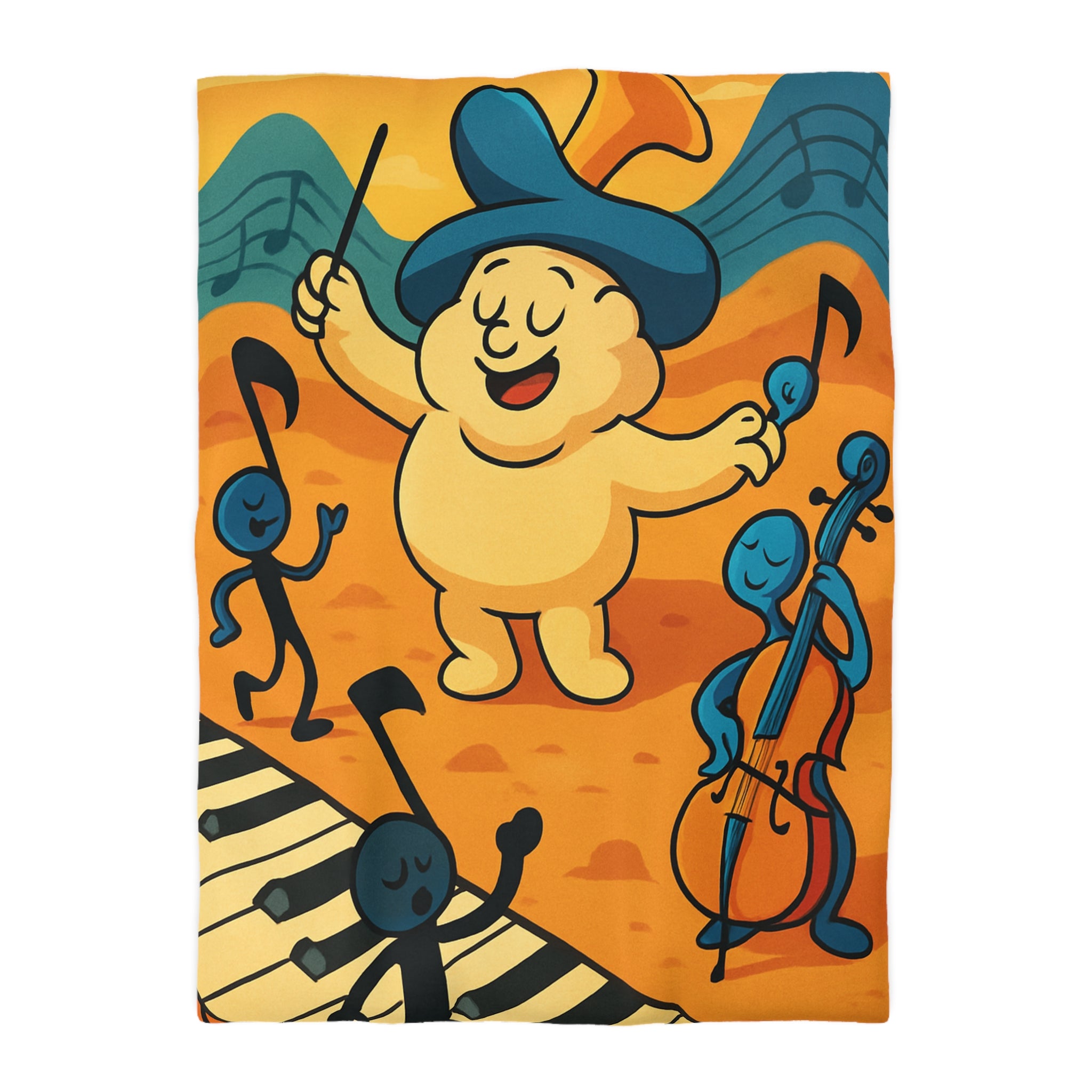 Housse de Couette Musicale Enfantine avec Chef d'Orchestre et Musiciens Fantaisistes