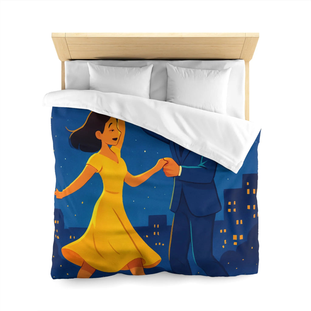 Housse de Couette Étoilée avec Couple Dansant en Soirée Ville Style Vintage