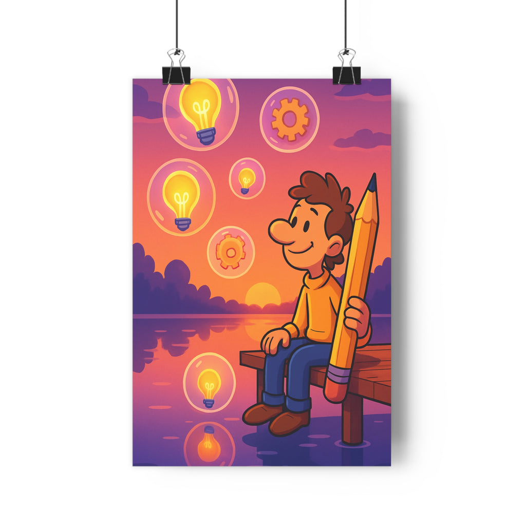 Poster décoratif cartoon créatif orange rouge enfant bureau inspirant moderne lumineux idée créativité qualité