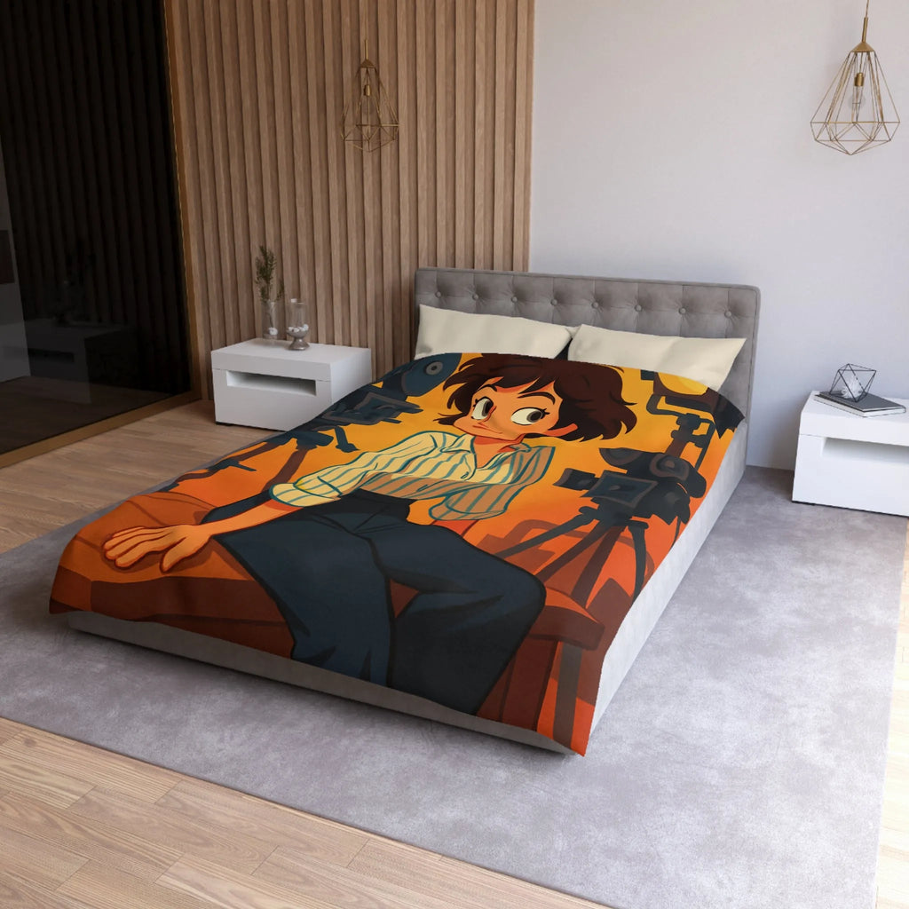 Housse de Couette Microfibre Art Graphique Contemporain Style Décoratif Chambre Tendance