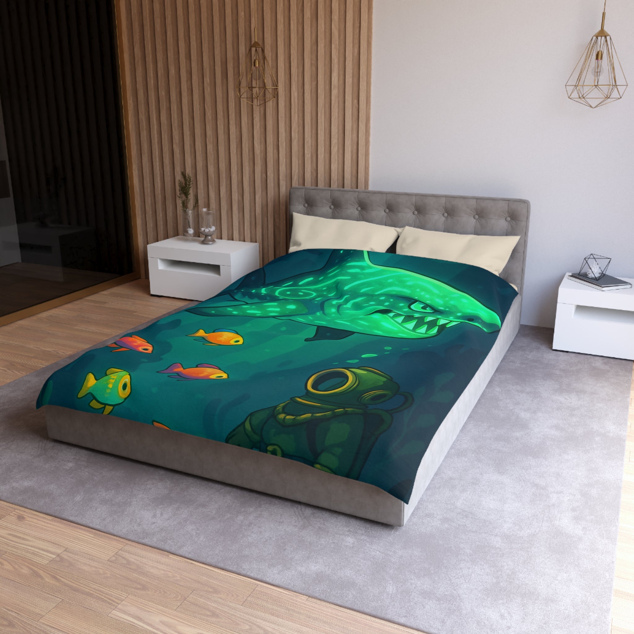 Housse de Couette Microfibre Illustration Unique Design Moderne Décoration Intérieure Raffinée