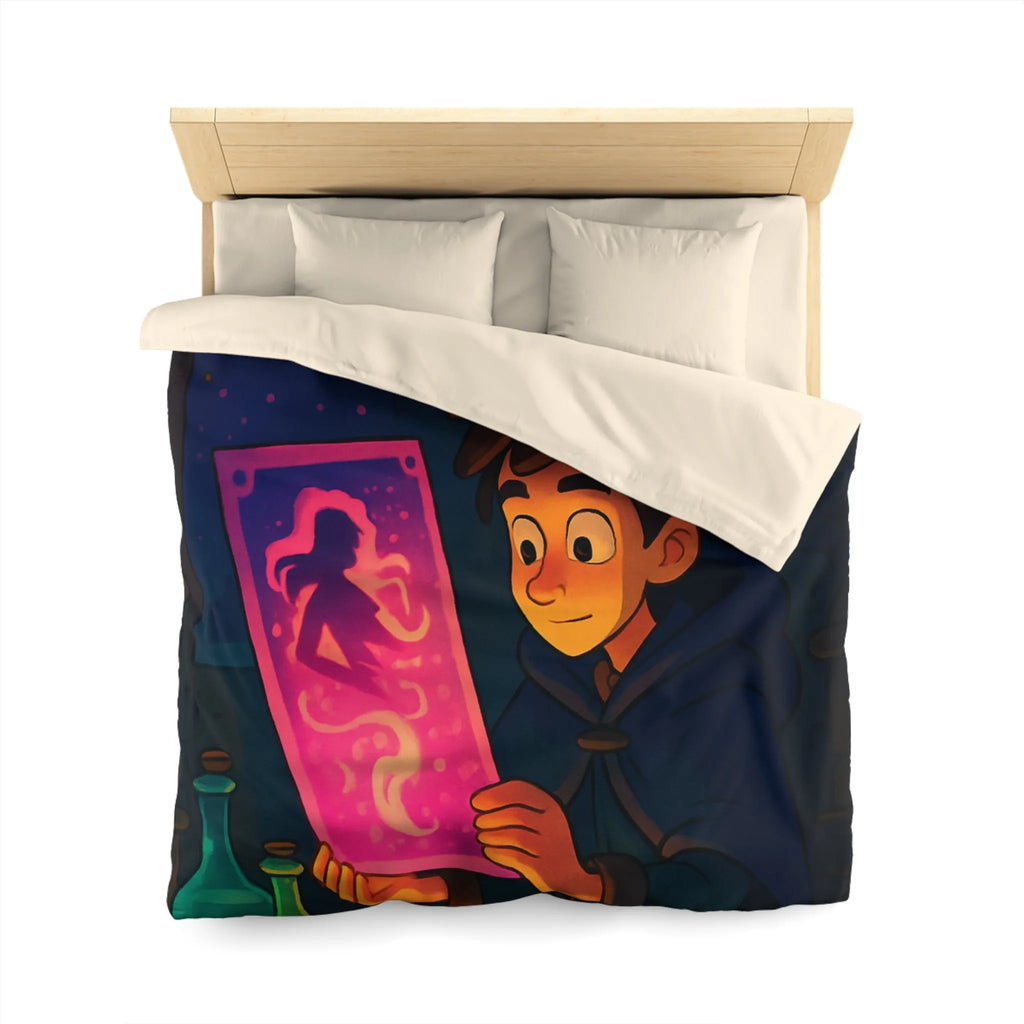 Enfant Magicien Lisant Papyrus Magique Avec Décor De Potions Et Affiches Mystiques