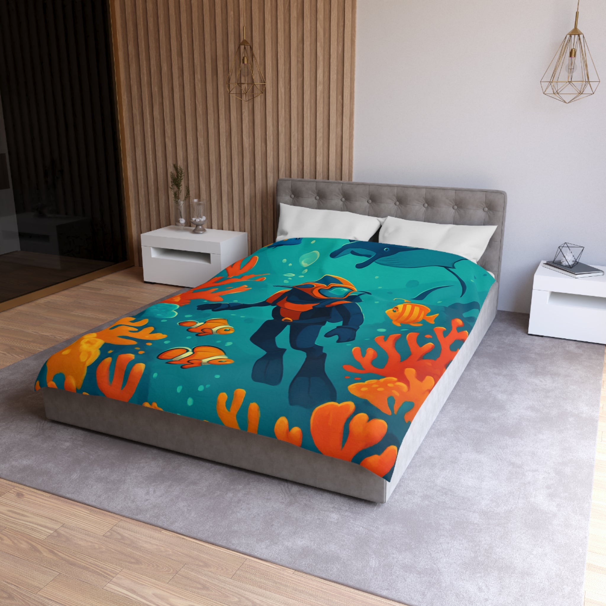 Housse de Couette Microfibre Illustration Unique Design Moderne Décoration Intérieure Raffinée