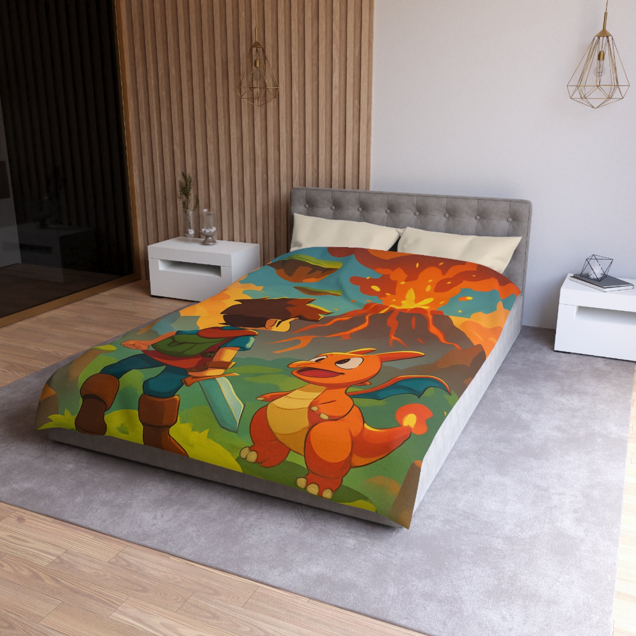 Housse de Couette Microfibre Motif Créatif Original Style Contemporain Chambre Élégante