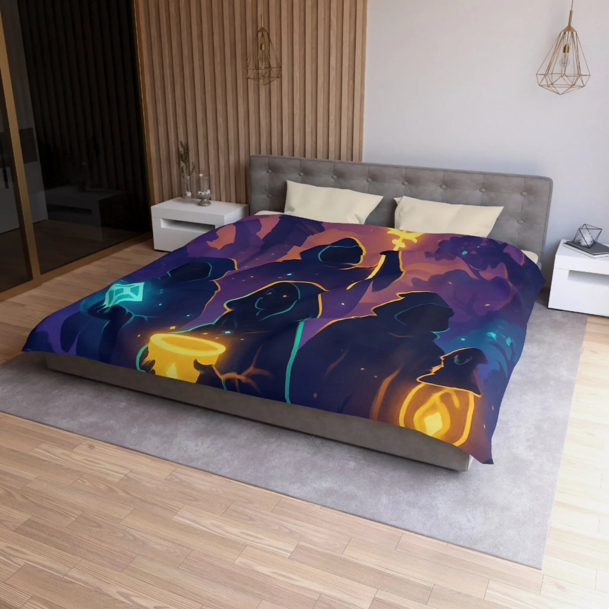 Envoûtante Housse de Couette Mystique avec Teintes Magiques et Figures Ensorcelantes