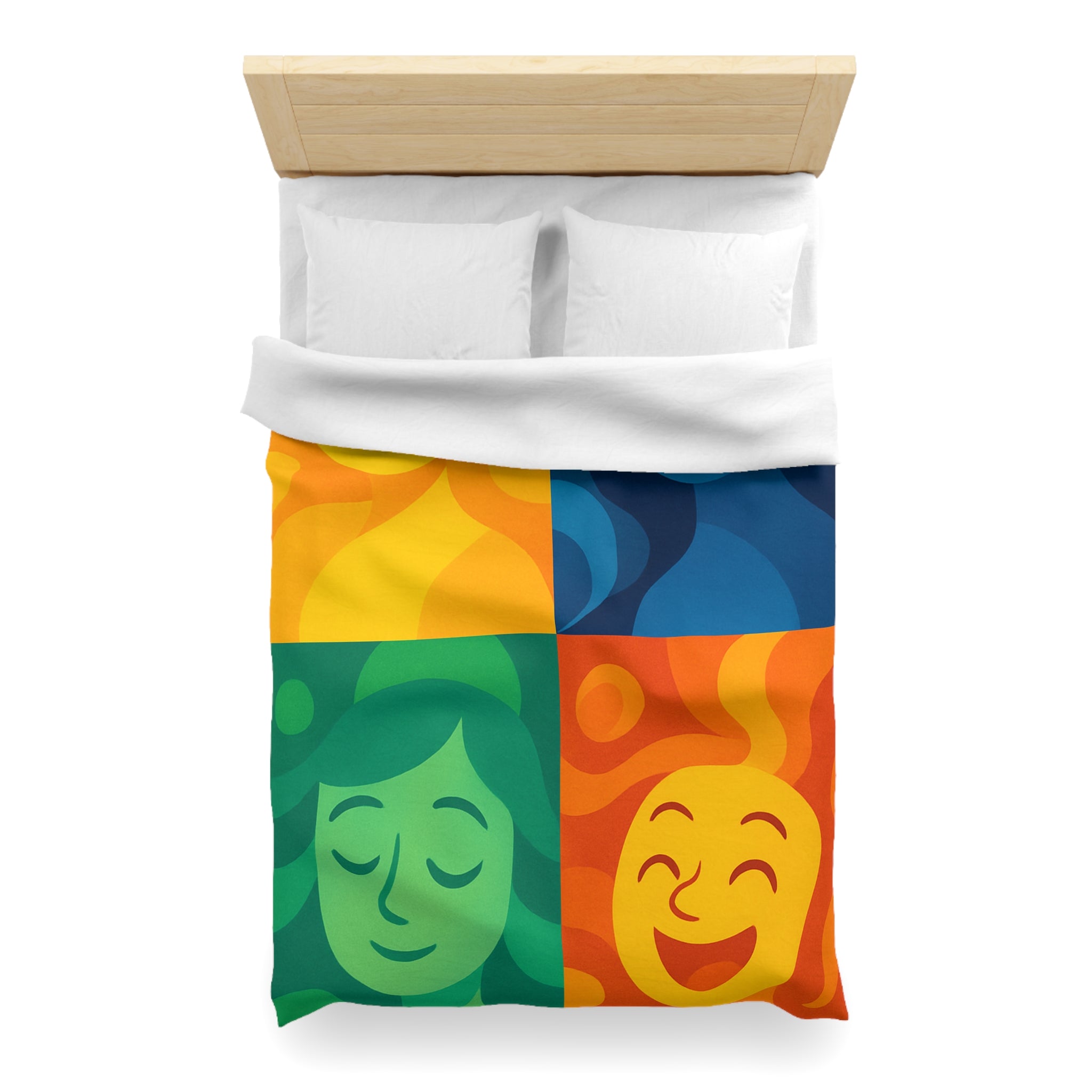 Housse de Couette Microfibre Motif Créatif Original Style Contemporain Chambre Élégante