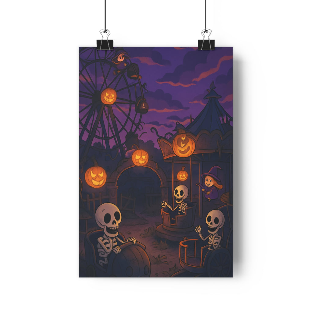 Poster décoratif cartoon violet orange noir ambiance mystique salon chambre enfant joyeux unique tendance